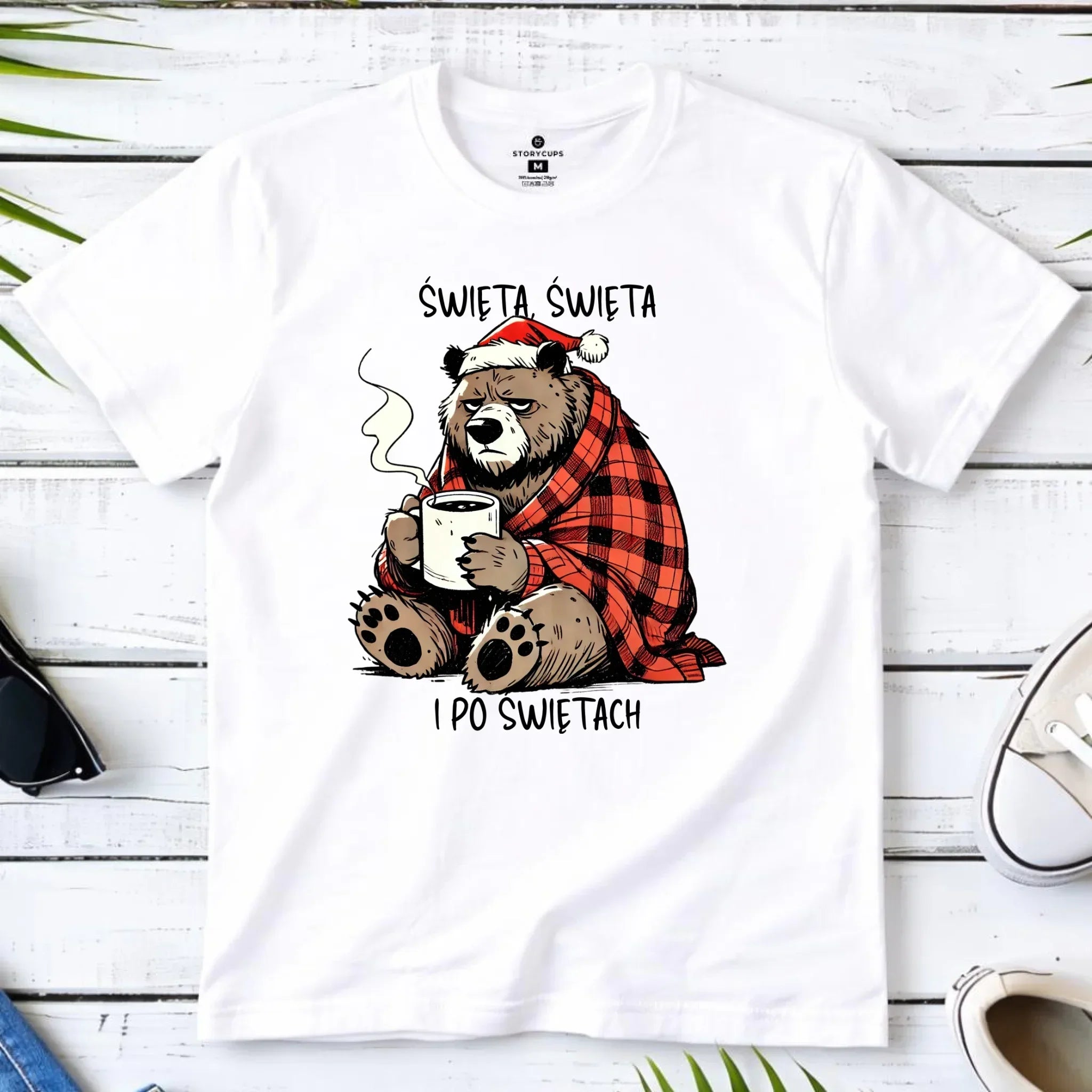 Koszulka męska świąteczna - Miś Święta, święta i po świętach BN16 - StoryCups.pl