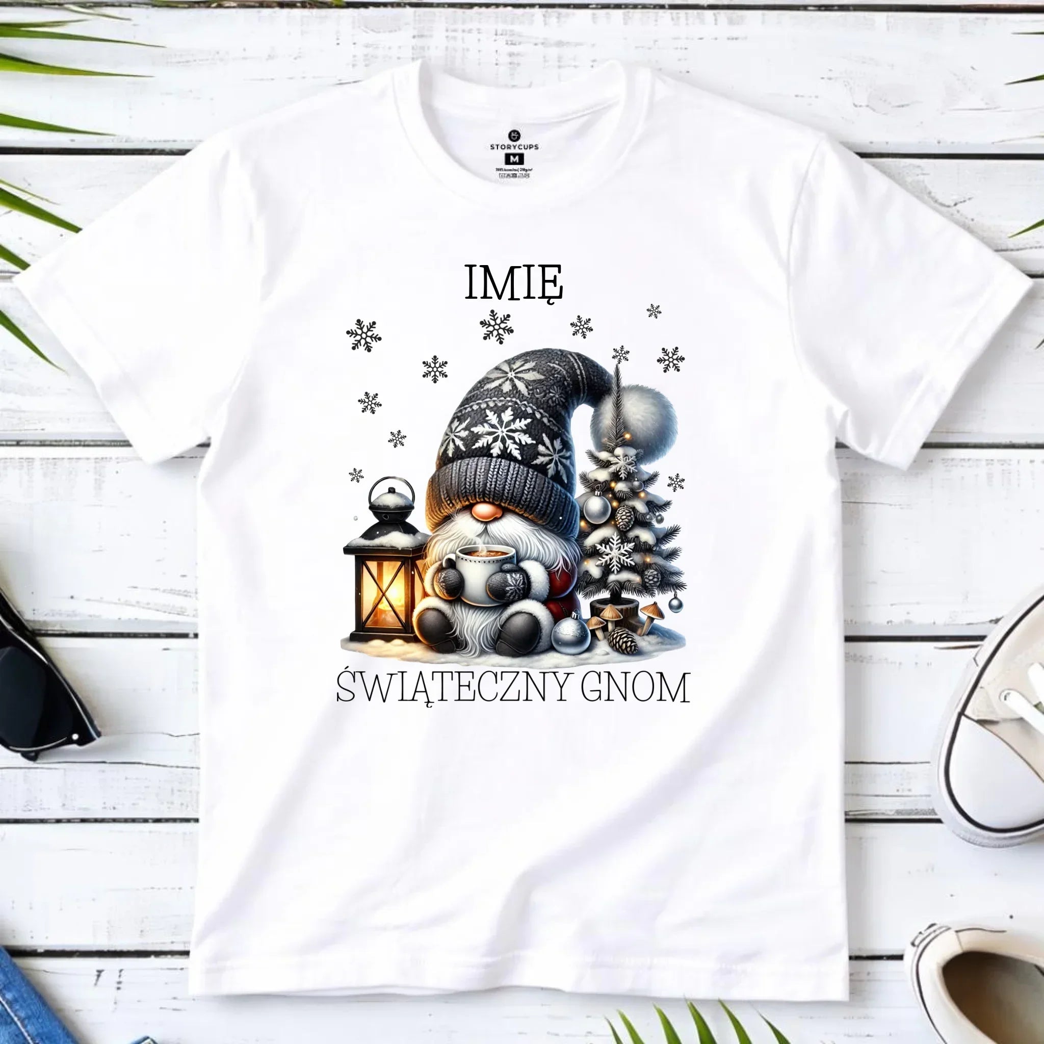 Koszulka męska świąteczna - Gnom z czekoladą - personalizowana BN41 - StoryCups.pl