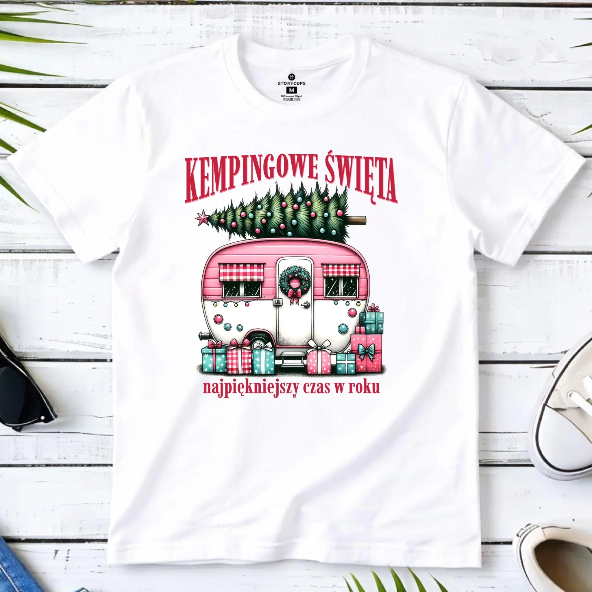 Koszulka męska świąteczna - Kamper Kempingowe Święta BN40 - StoryCups.pl