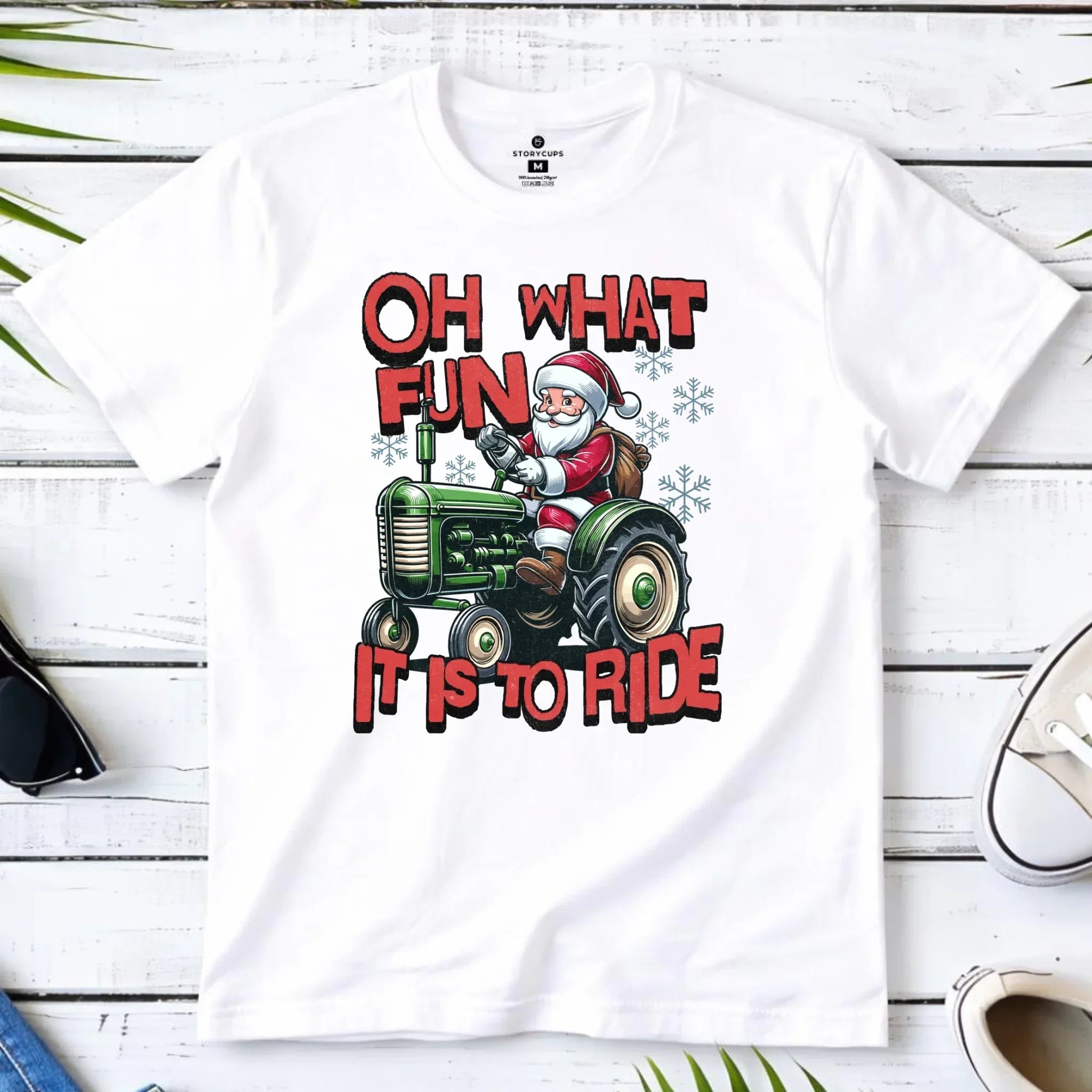 Koszulka męska świąteczna - Mikołaj na traktorze - Oh what fun BN48 - StoryCups.pl