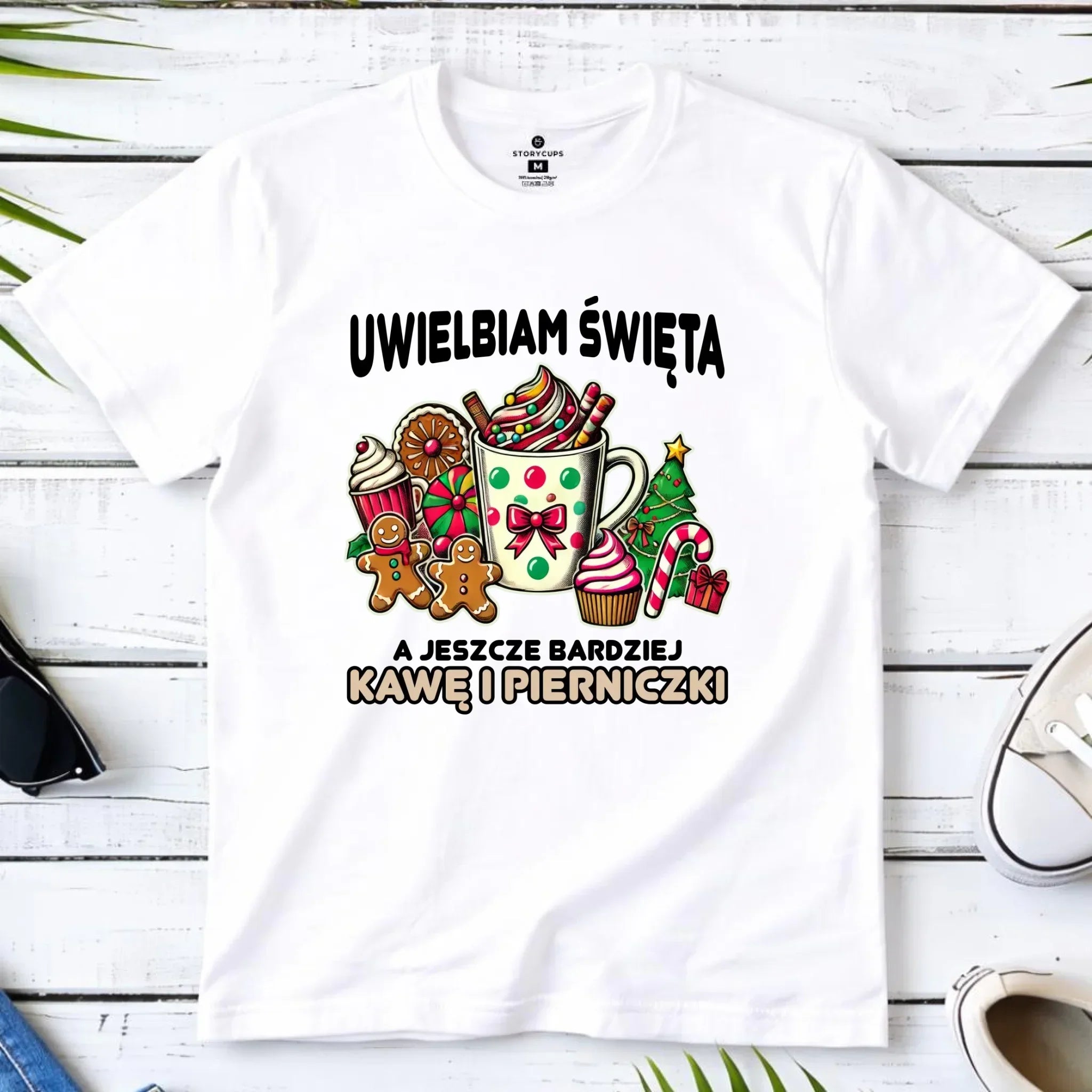 Koszulka męska świąteczna - Uwielbiam święta kawę i pierniczki BN47 - StoryCups.pl