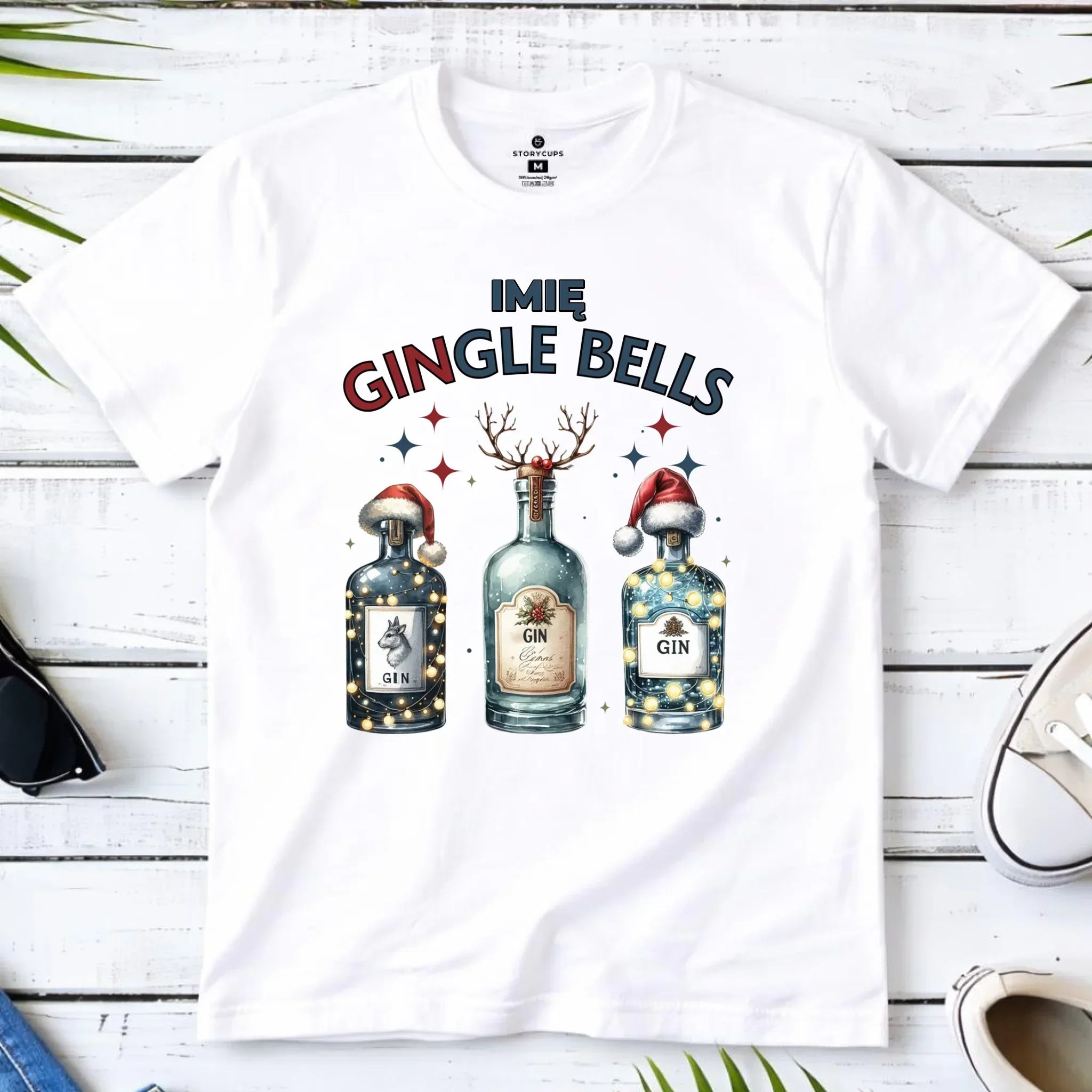 Koszulka męska świąteczna - Gin Gingle bells - personalizowana BN68 - StoryCups.pl