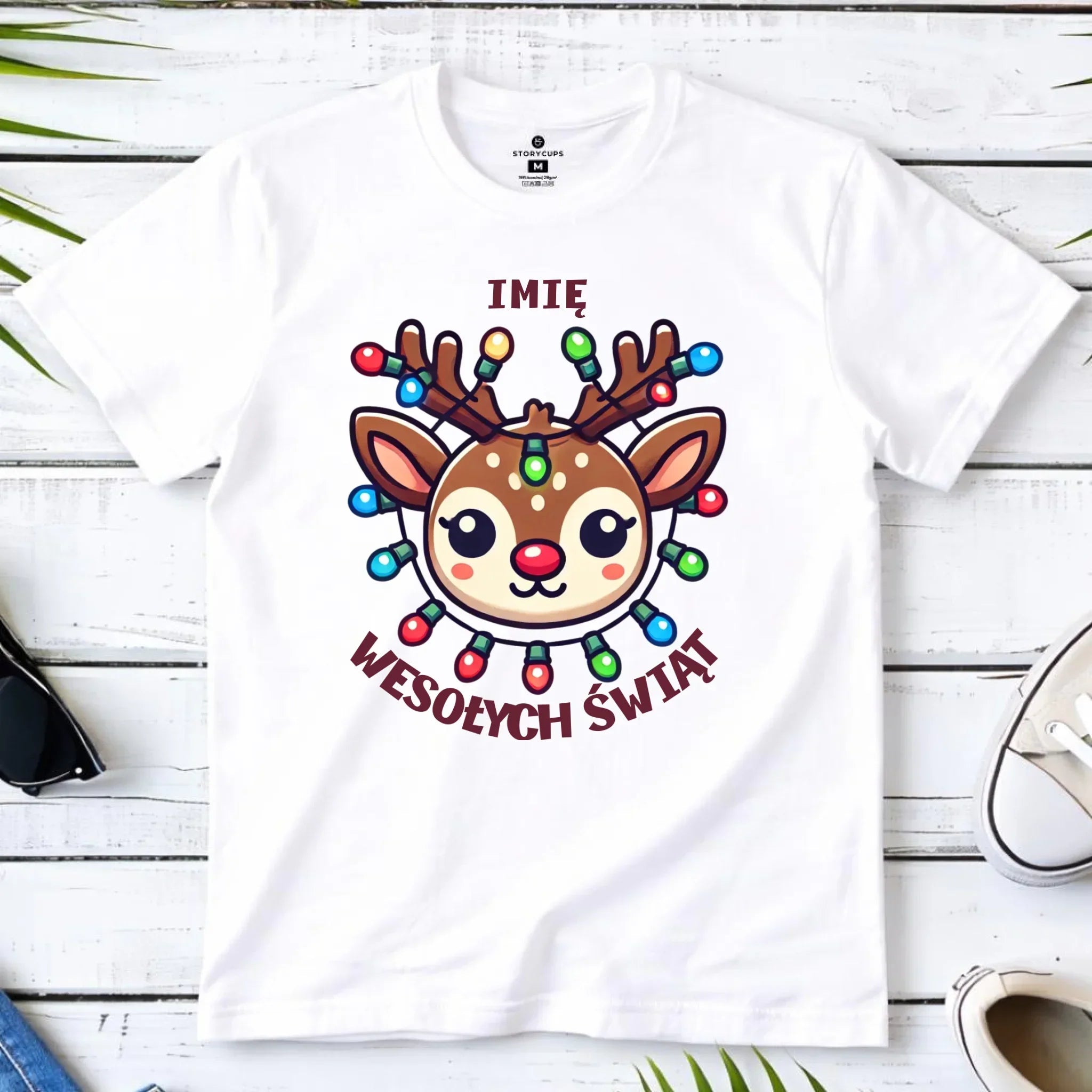 Koszulka męska świąteczna - Renifer Wesołych Świąt - personalizowana BN72 - StoryCups.pl