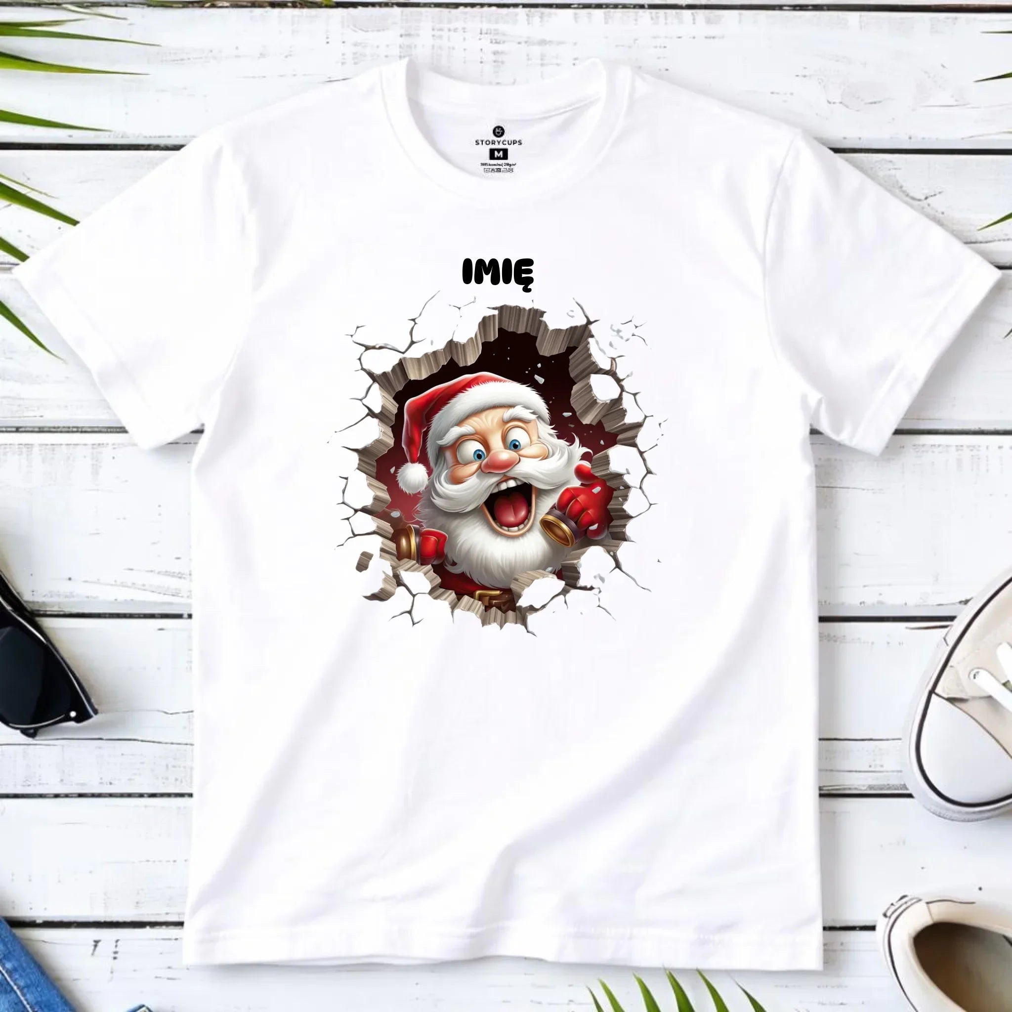 Koszulka męska świąteczna - Mikołaj 3D - personalizowana BN85 - StoryCups.pl