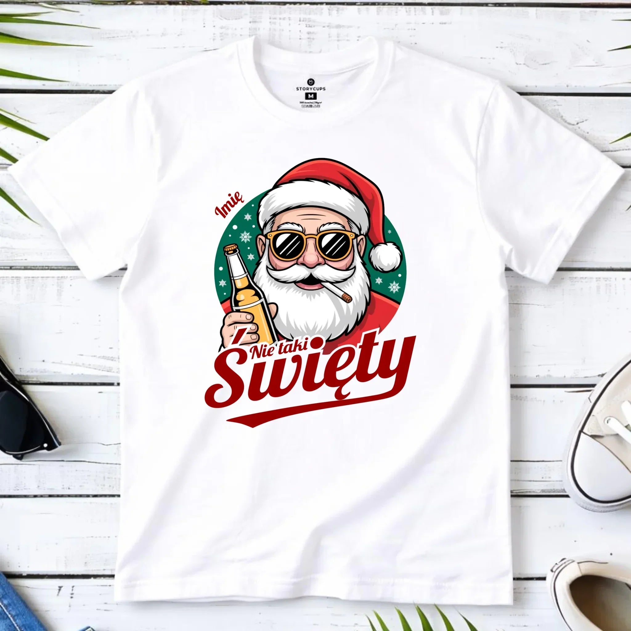 Koszulka męska świąteczna - Mikołaj nie taki święty - personalizowana BN80 - StoryCups.pl