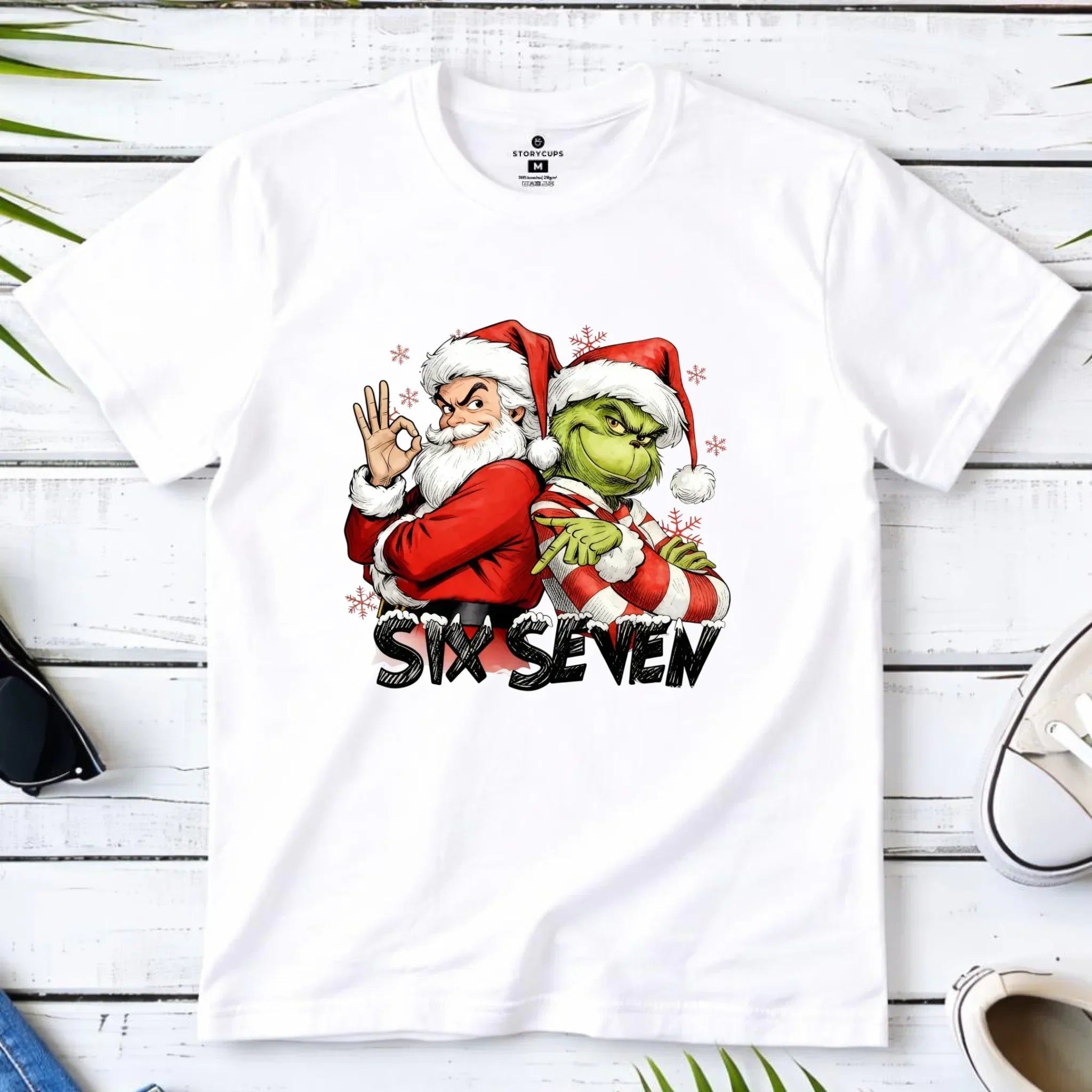 Koszulka męska świąteczna - Mikołaj i Grinch six seven 67 BN148 - StoryCups.pl
