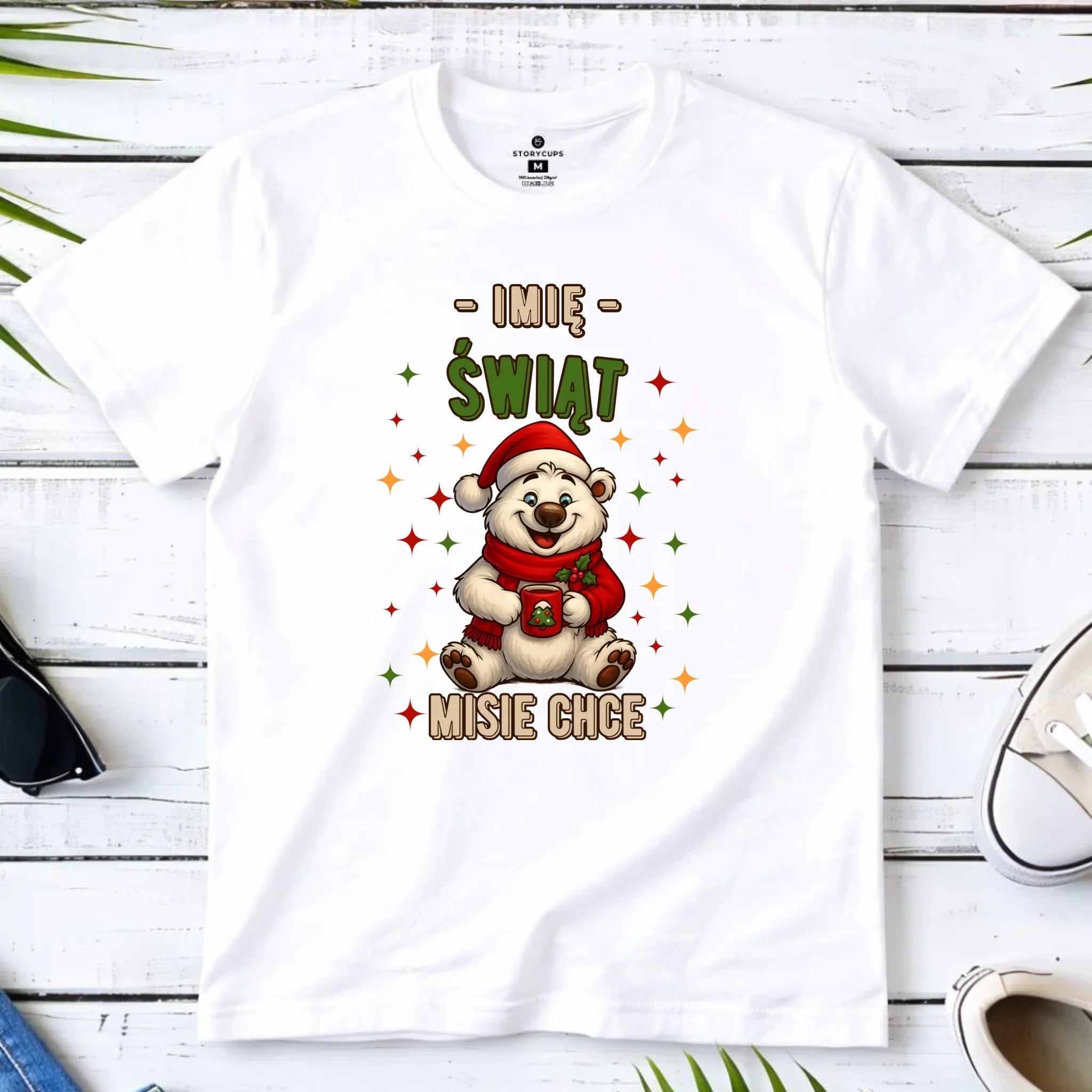 Koszulka męska świąteczna - Misiek Świąt misie chce - personalizowana BN86 - StoryCups.pl