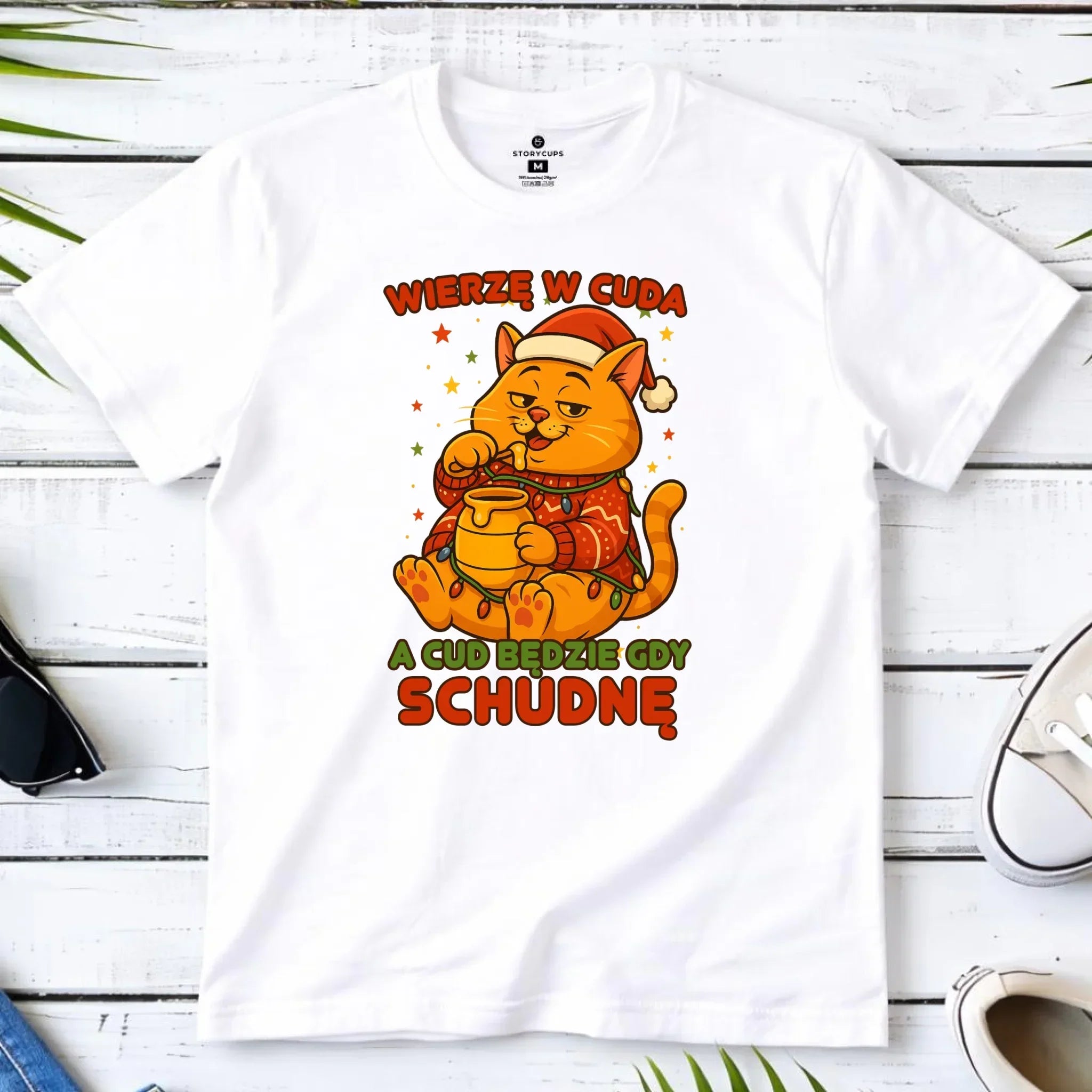 Koszulka męska świąteczna - Wierzę w cuda, a cud będzie gdy schudnę BN88 - StoryCups.pl