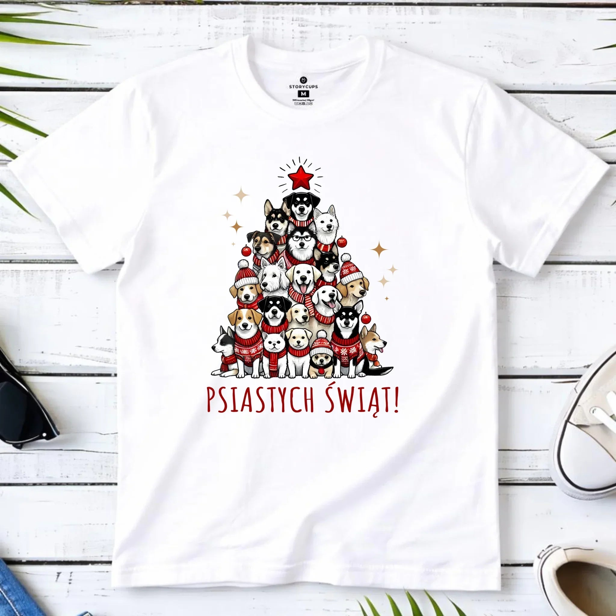 Koszulka męska świąteczna - Psia choinka Psiastych Świąt BN90 - StoryCups.pl