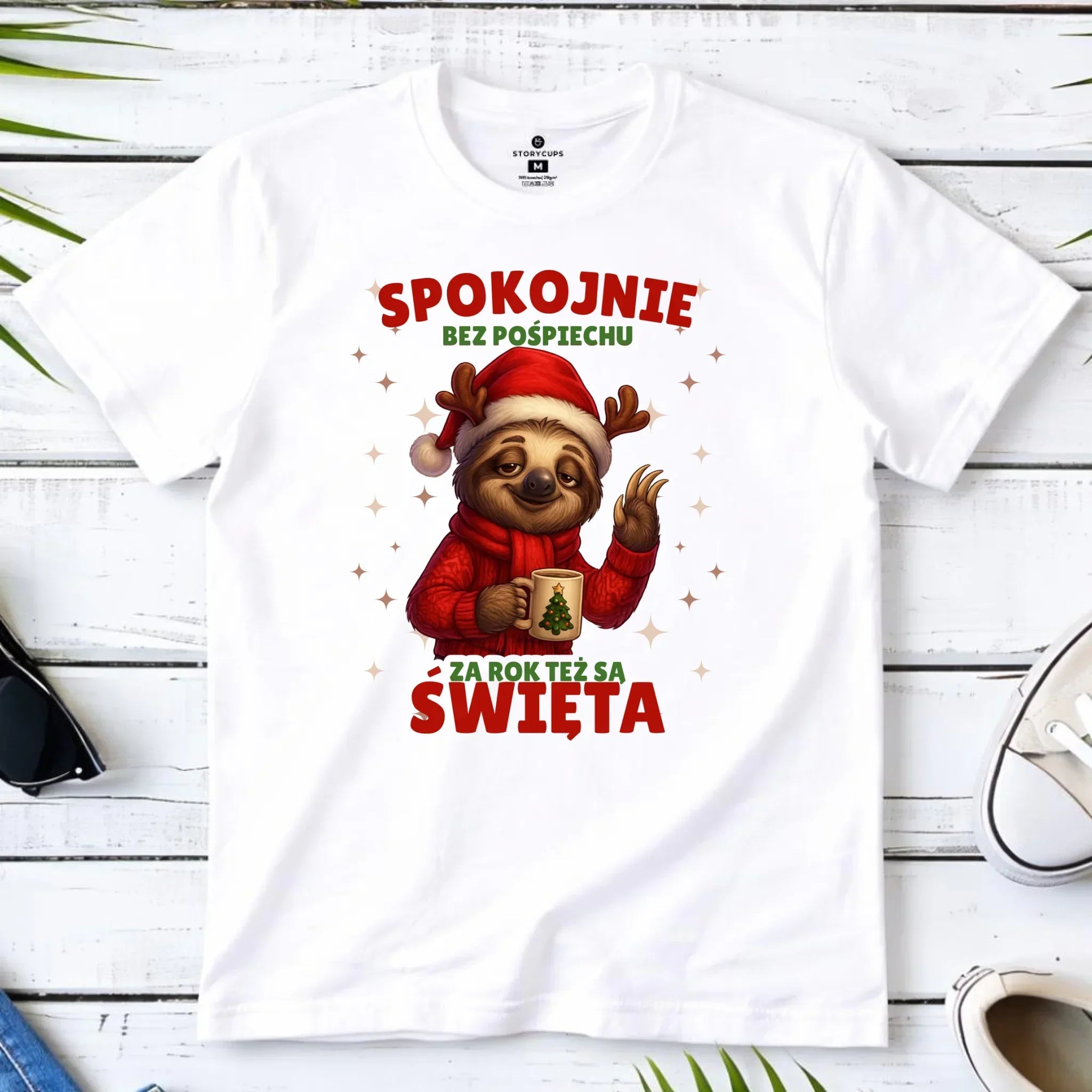 Koszulka męska świąteczna - Leniwiec Za rok też są święta BN92 - StoryCups.pl