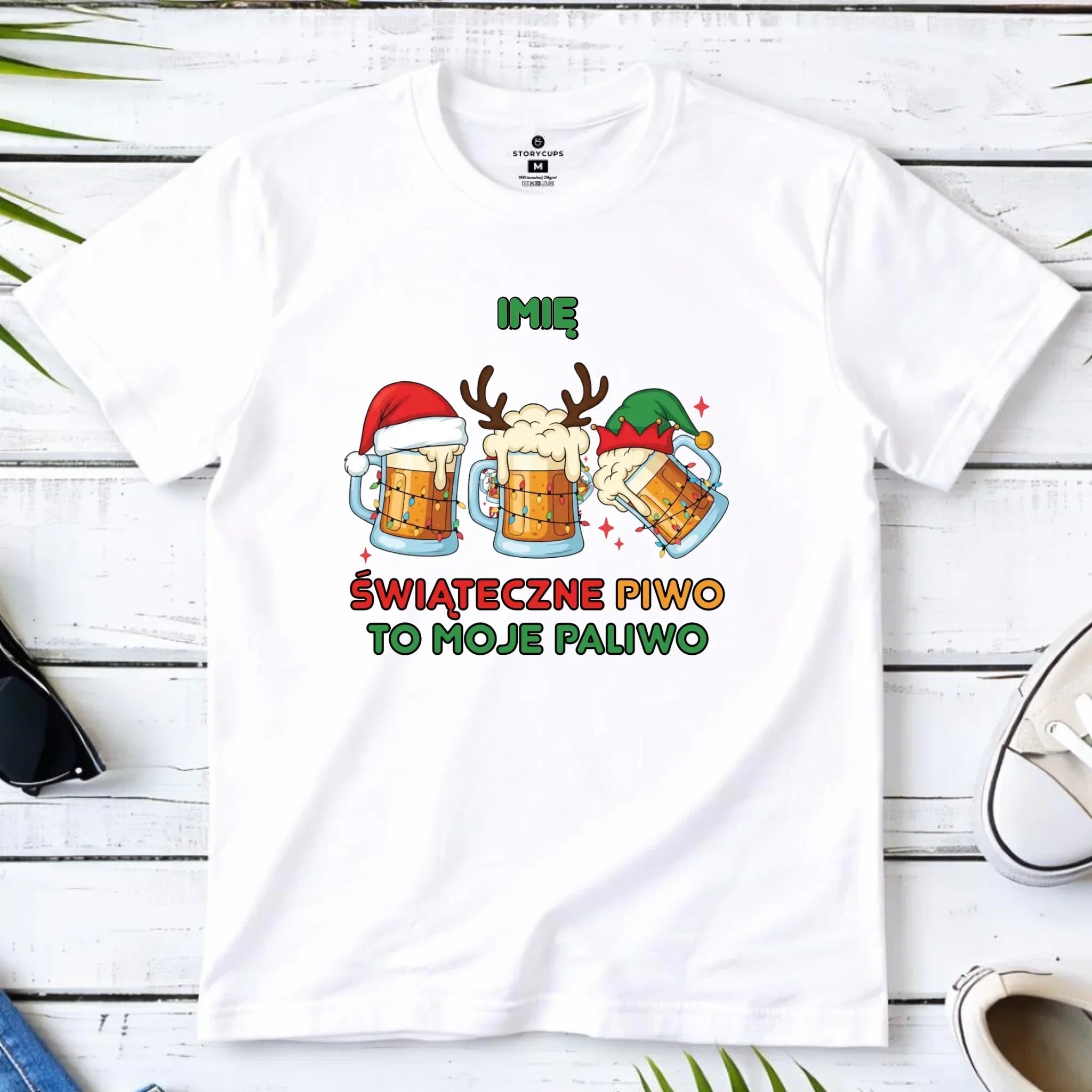 Koszulka męska świąteczna - Świąteczne piwo to moje paliwo - personalizowana BN119 - StoryCups.pl