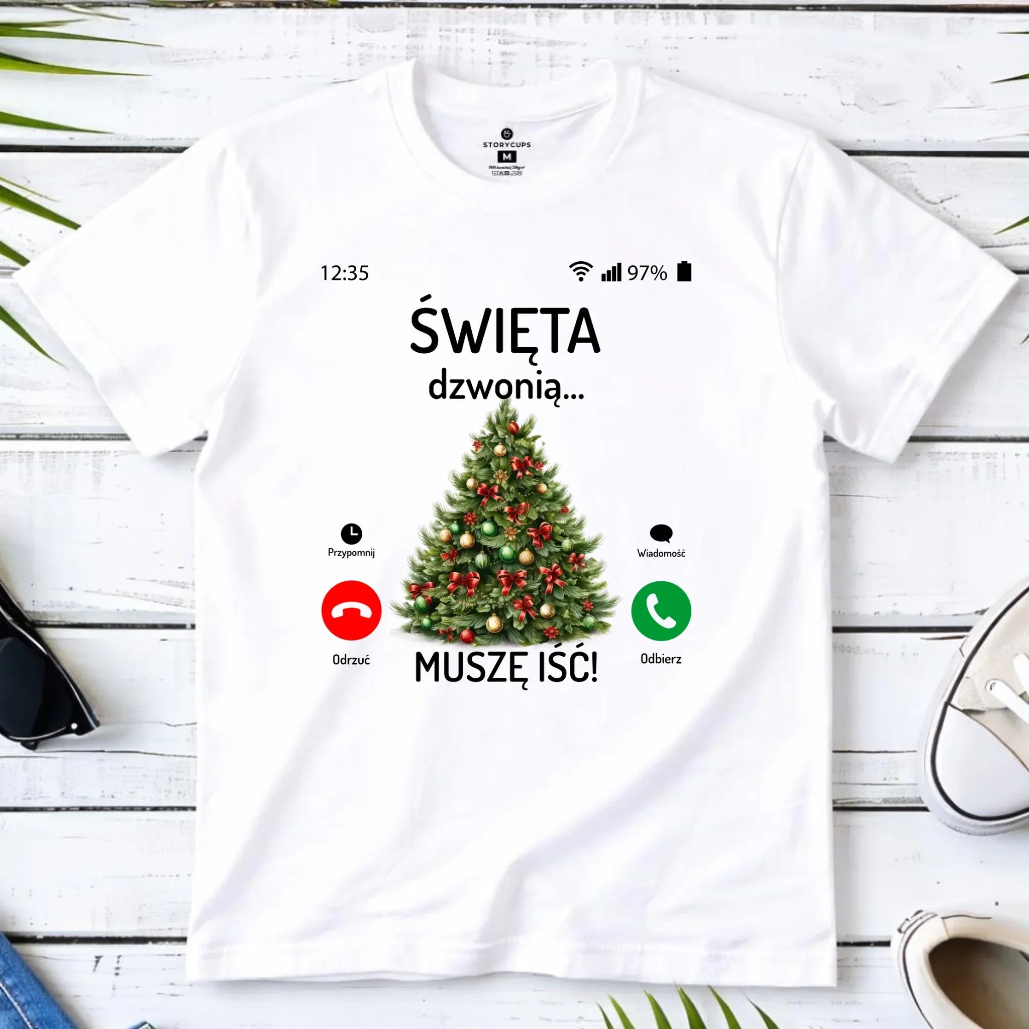 Koszulka męska świąteczna - Choinka Święta dzwonią muszę iść BN124 - StoryCups.pl
