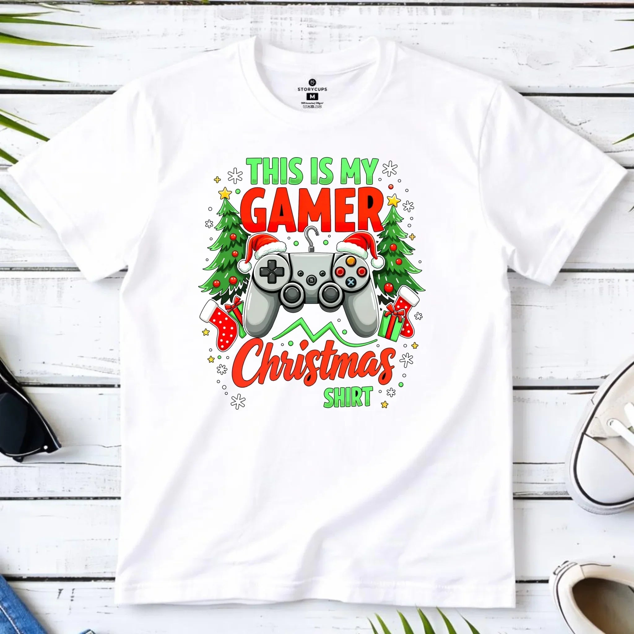 Koszulka męska świąteczna - prezent dla gracza - Gamer Christmas T-shirt BN135 - StoryCups.pl