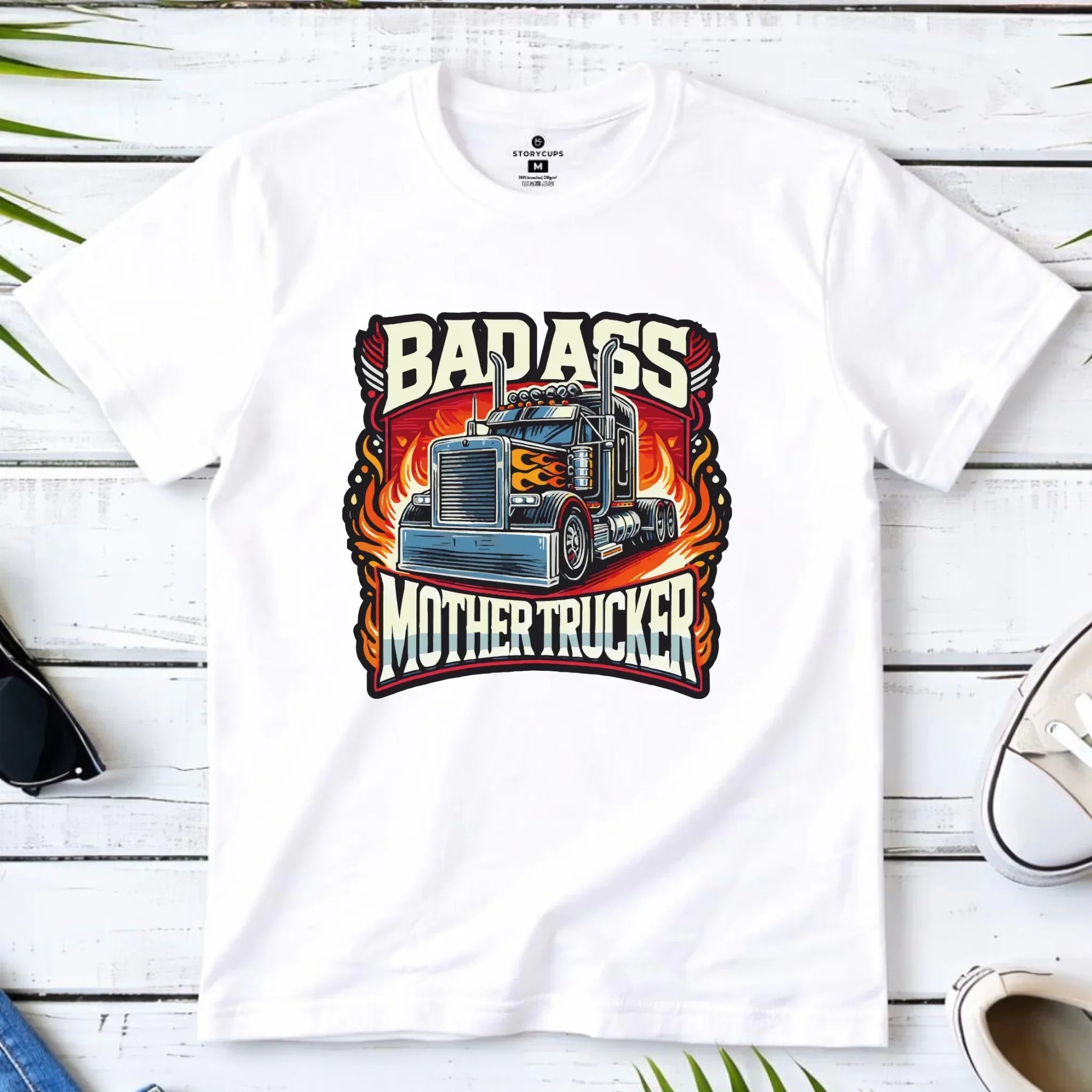 Koszulka męska dla kierowcy tira - Badass Mother Trucker ZKT04 - StoryCups.pl