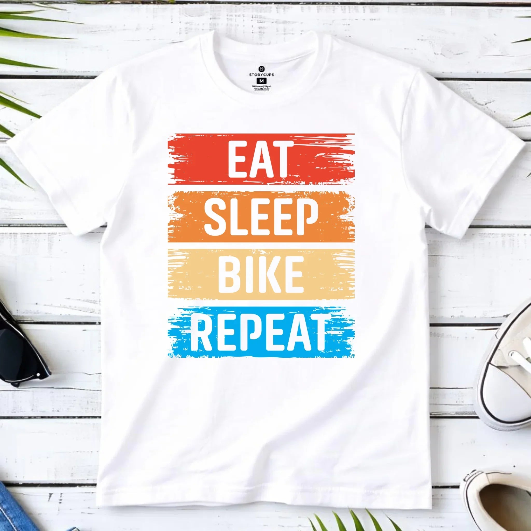 Koszulka męska na rower - Eat sleep bike repeat HR03 - StoryCups.pl