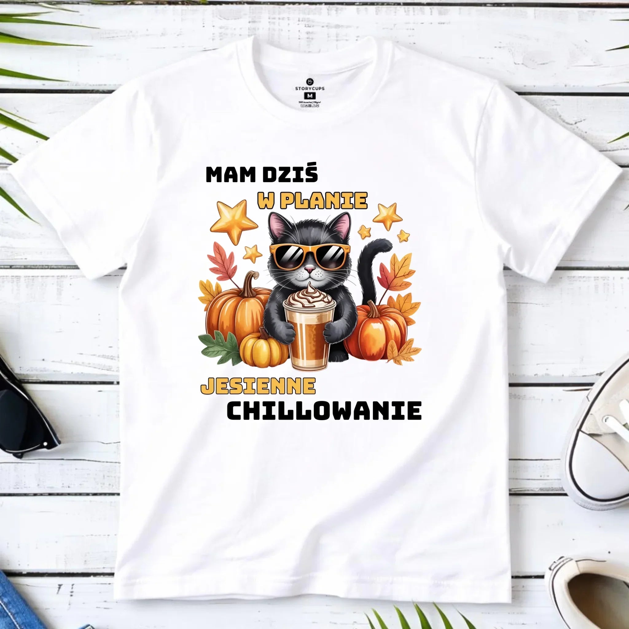 Koszulka męska jesienna - Mam dziś w planie jesienne chillowanie JS34 - StoryCups.pl