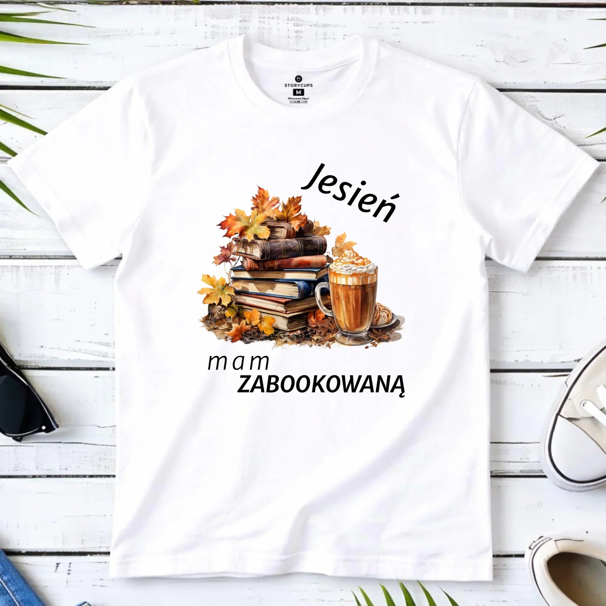 Koszulka męska jesienna - Jesień mam zabookowaną JS28 - StoryCups.pl