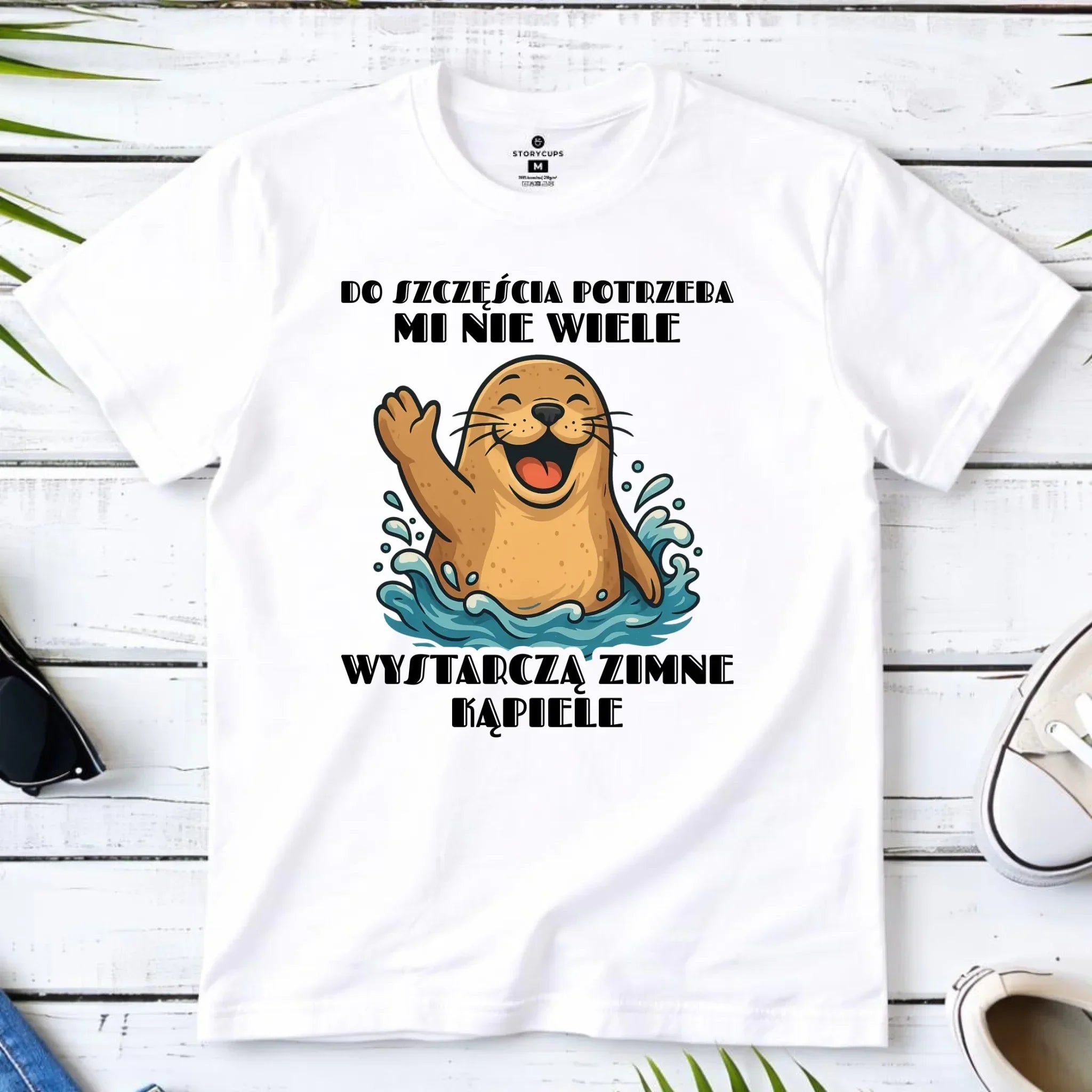 Koszulka męska - prezent dla morsa - Do szczęścia potrzeba mi nie wiele HM06 - StoryCups.pl