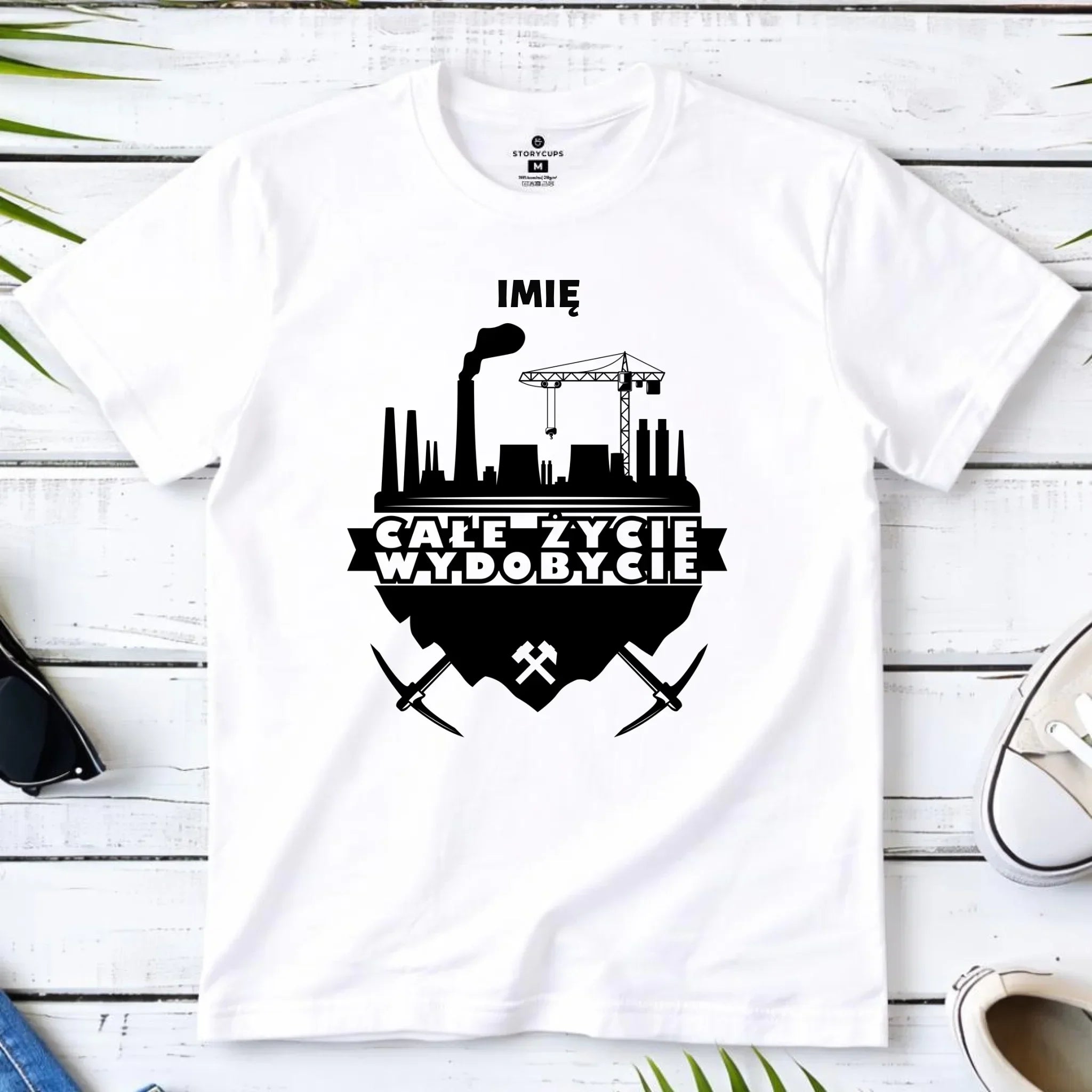 Koszulka męska - prezent dla górnika - Całe życie wydobycie - personalizowana G09 - StoryCups.pl