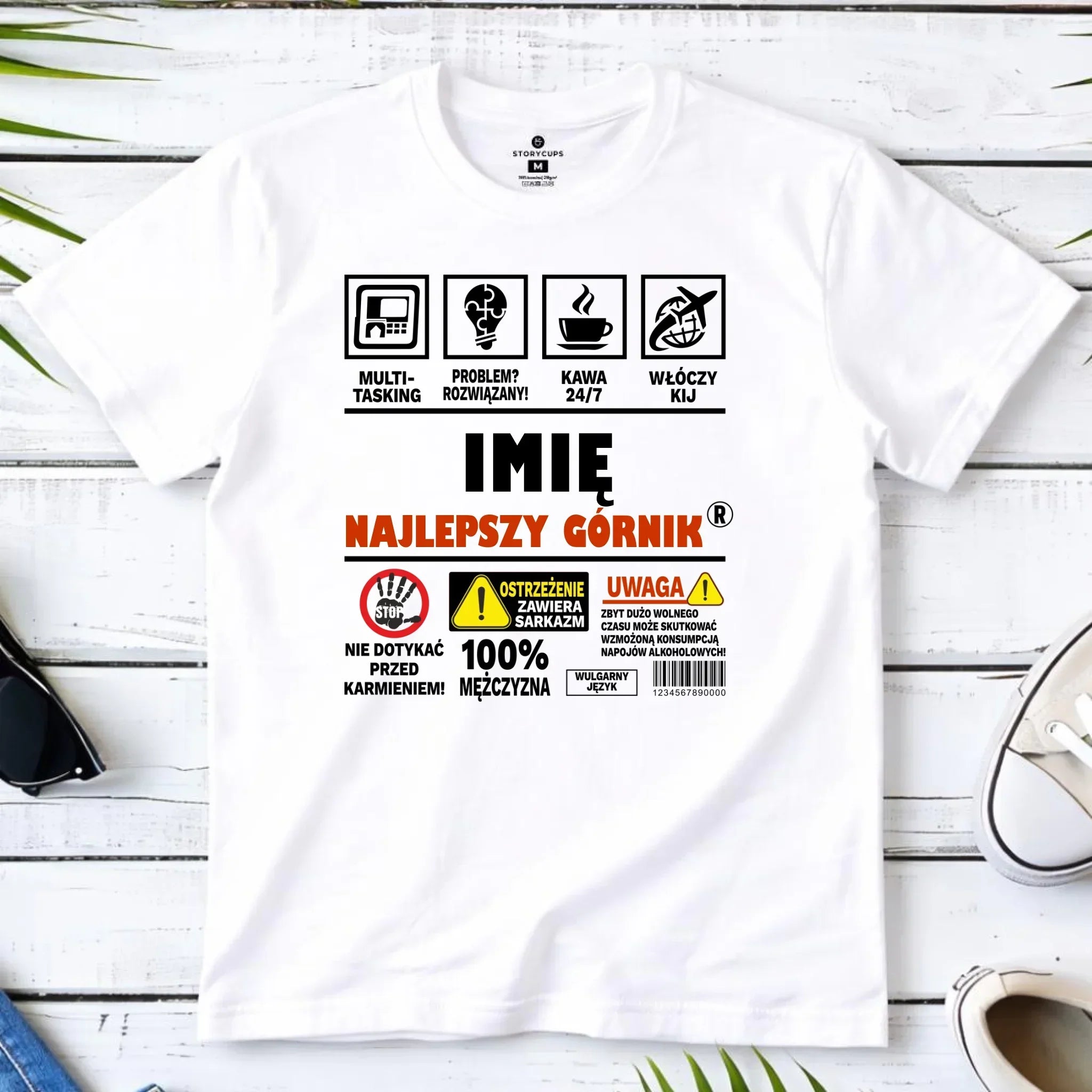 Koszulka męska - prezent dla górnika - Najlepszy górnik 24/7 - personalizowana G11 - StoryCups.pl