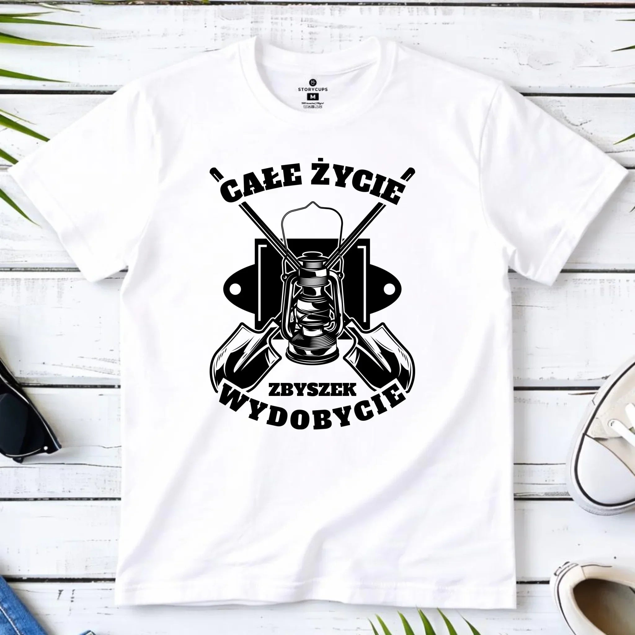 Koszulka męska - prezent dla górnika - Całe życie wydobycie - personalizowana G01 - StoryCups.pl