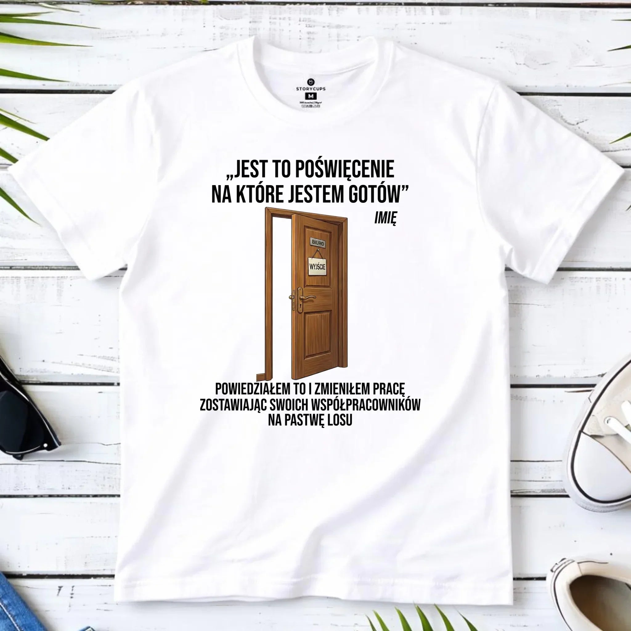 Koszulka męska na odejście z pracy - Poświęcenie, na które jestem gotów - personalizowana OP02 - StoryCups.pl
