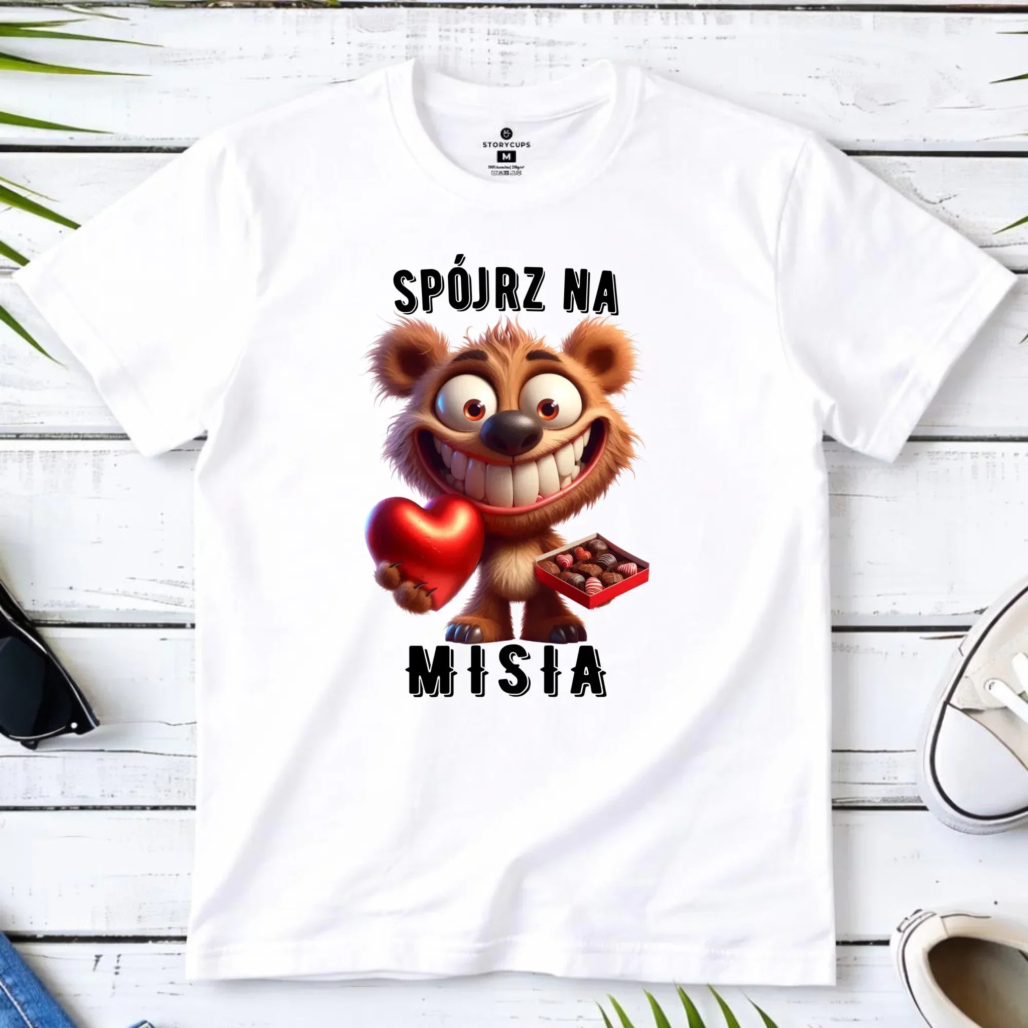 Koszulka męska na Walentynki - Spójrz na Misia W31 - StoryCups.pl