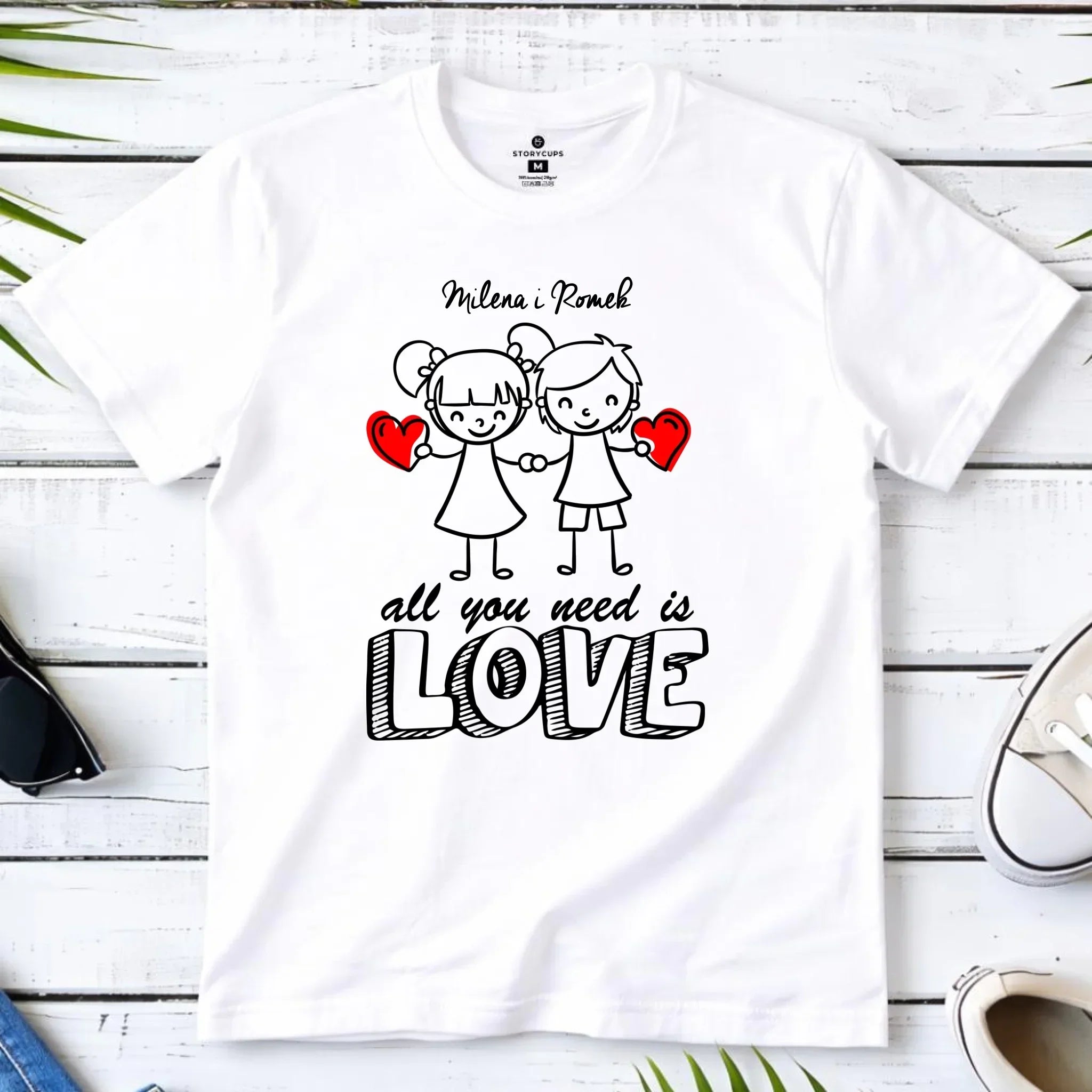 Koszulka męska dla par - All You need is love - personalizowana W13 - StoryCups.pl