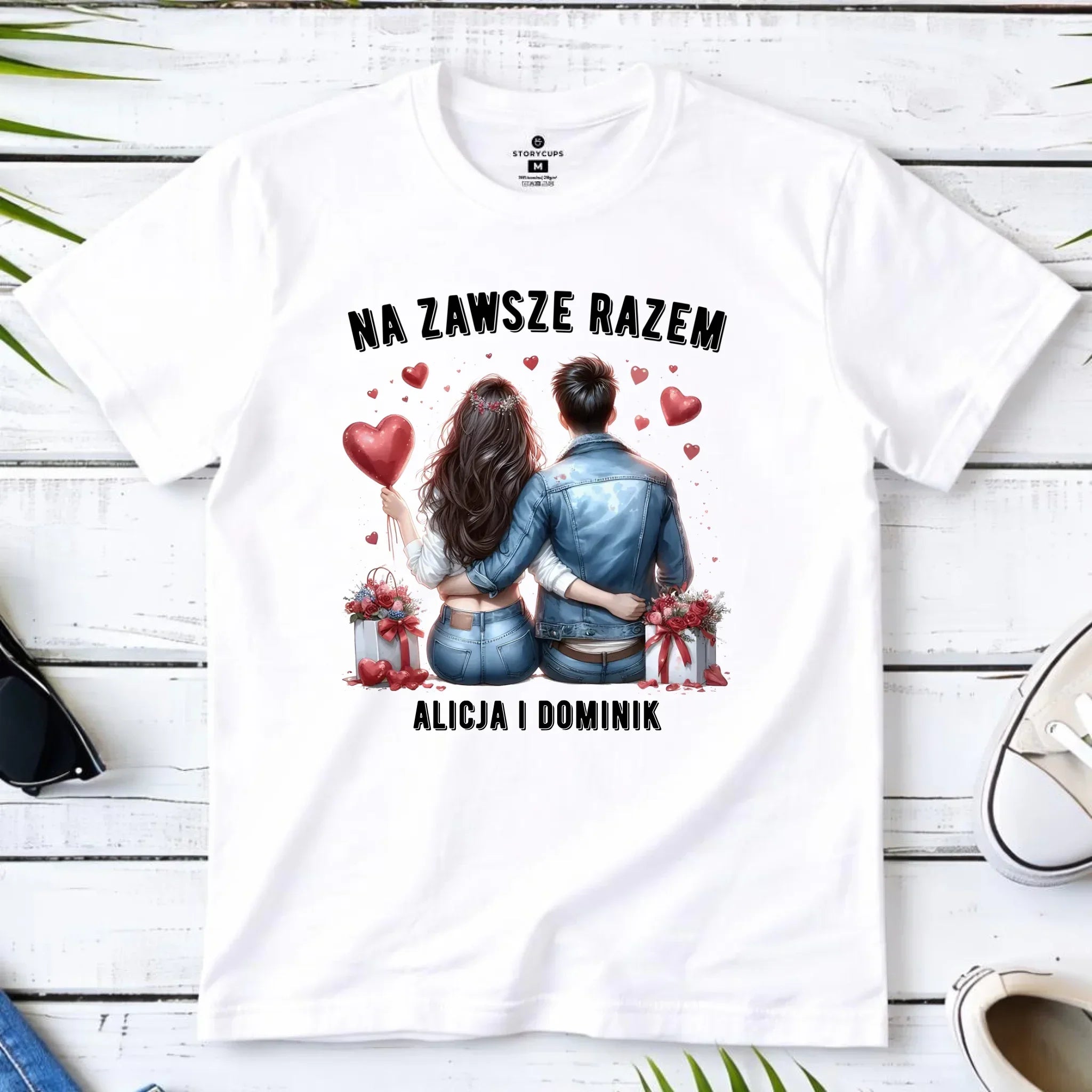 Koszulka męska dla par - Na zawsze razem - personalizowana W07 - StoryCups.pl