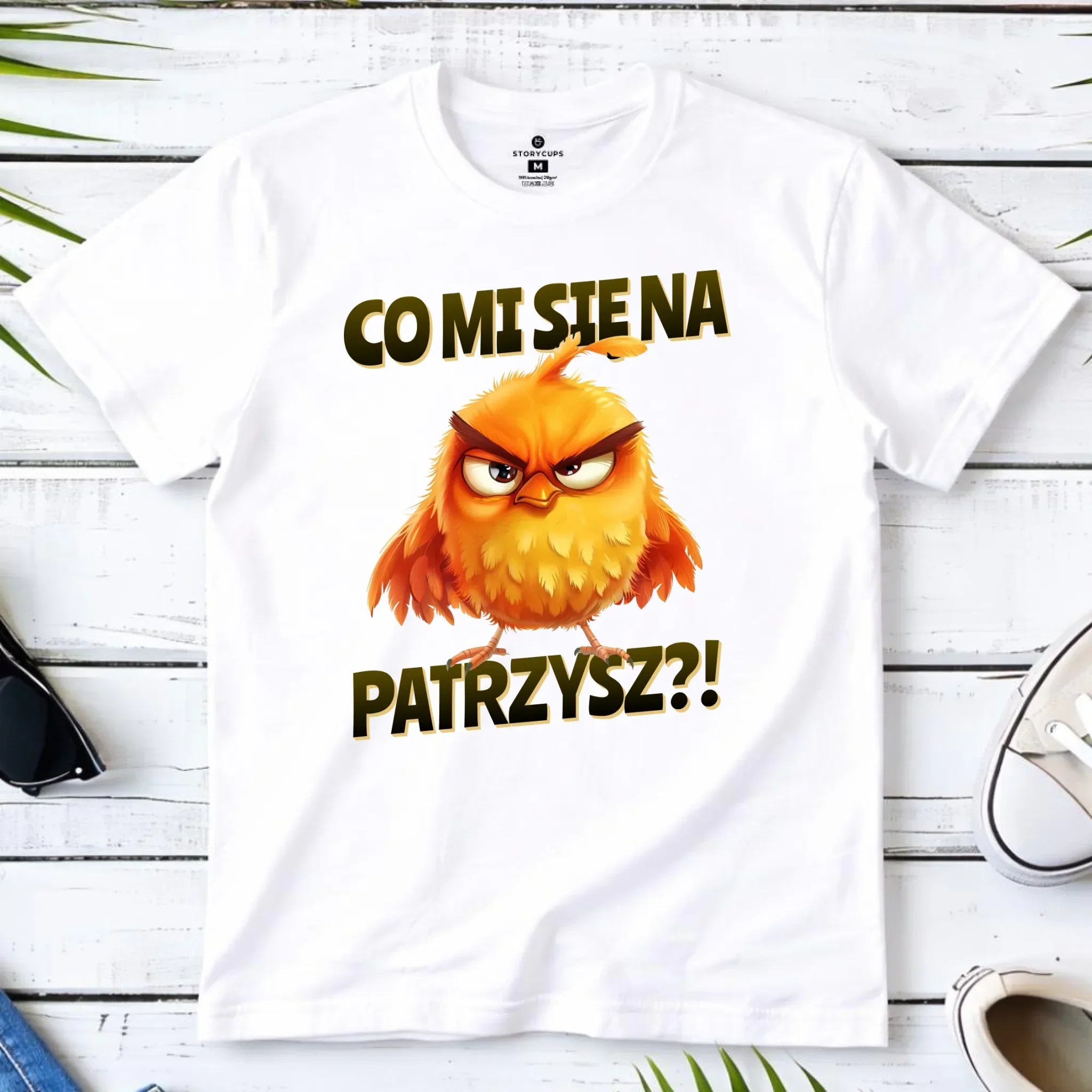 Śmieszna koszulka męska - Prezent dla chłopaka kolegi - Co mi się na ptaka patrzysz DCH24 - StoryCups.pl