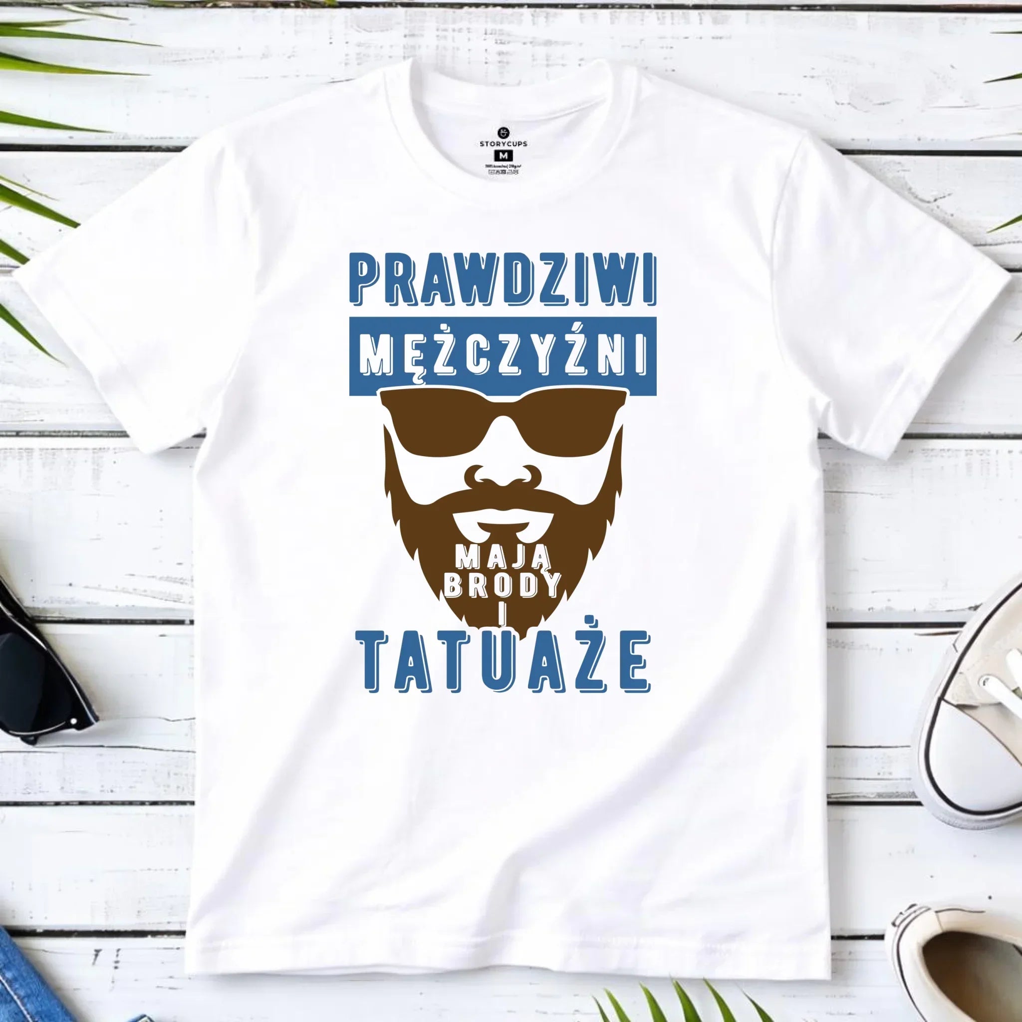 Koszulka męska - Prezent dla faceta - Prawdziwi mężczyźni mają brody i tatuaże DCH22 - StoryCups.pl