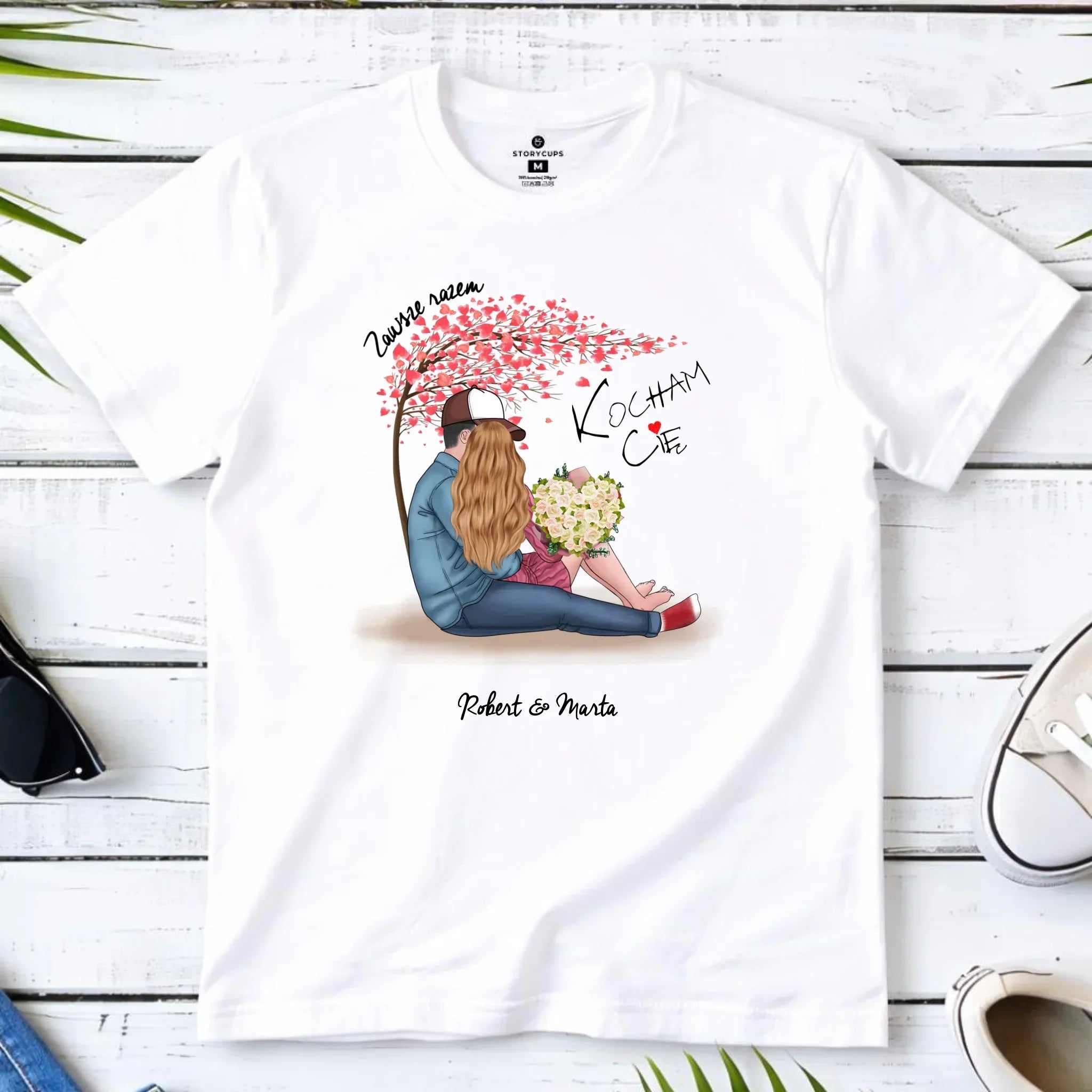 Koszulka męska dla par - prezent dla chłopaka narzeczonego męża - Zawsze razem - personalizowana W04 - StoryCups.pl