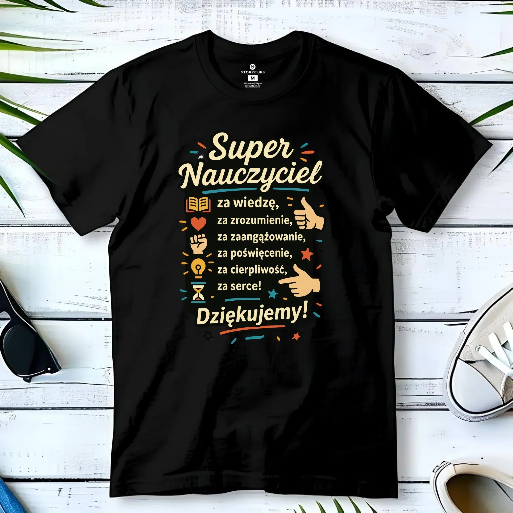 Koszulka męska dla nauczyciela - Super Nauczyciel Dziękujemy N32 - StoryCups.pl