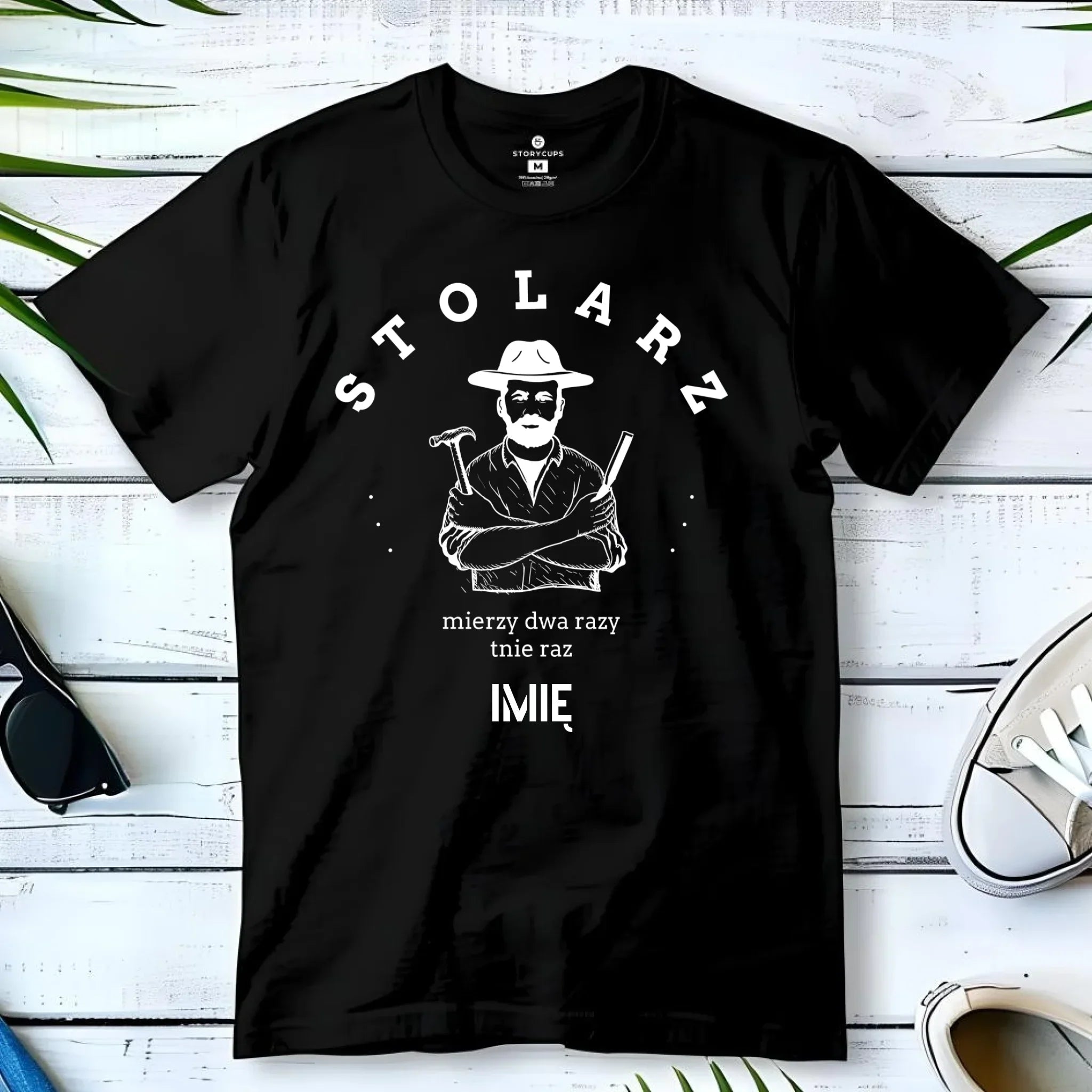 Koszulka męska dla stolarza - Mierzy dwa razy tnie raz - personalizowana ZS02 - StoryCups.pl