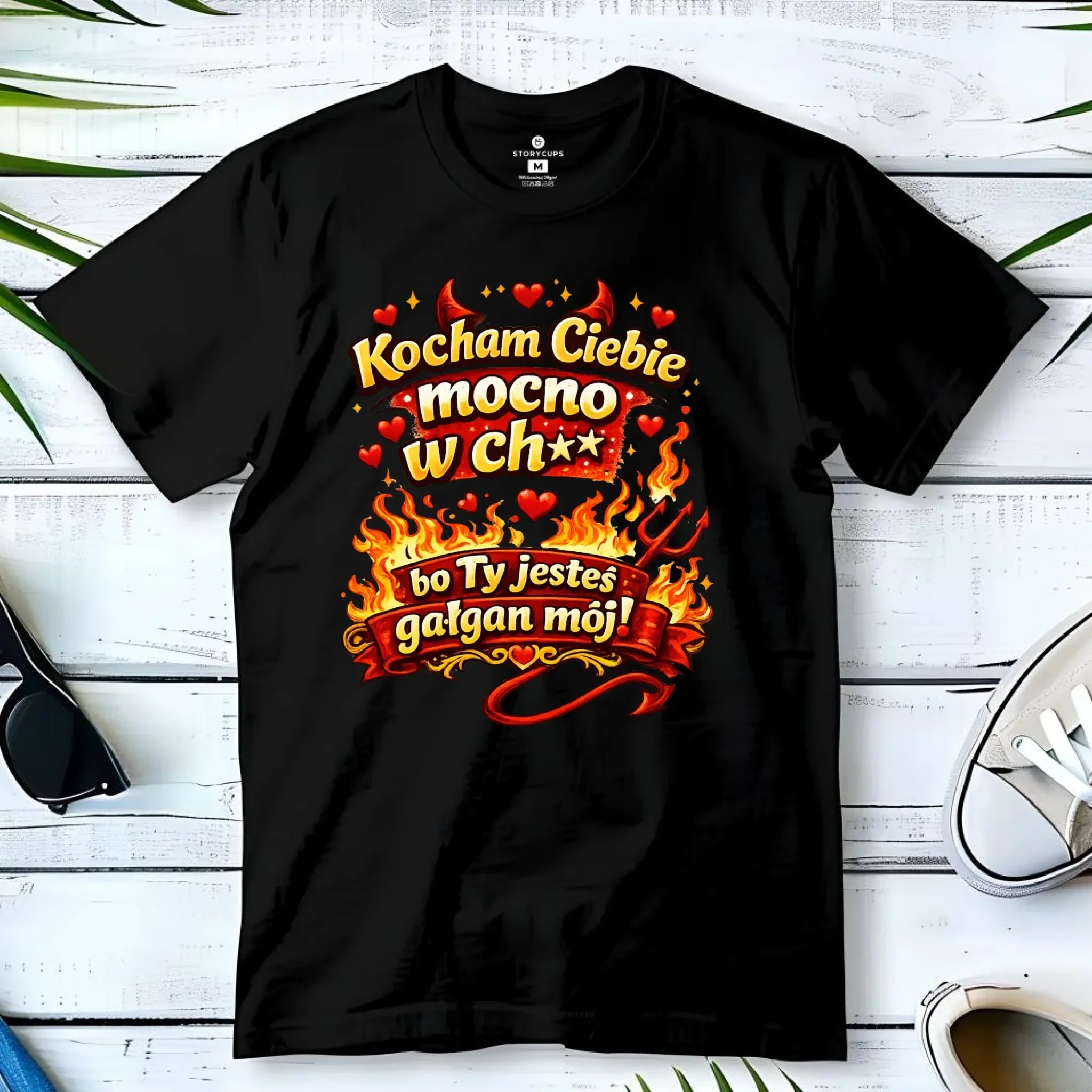 Koszulka męska - Kocham Ciebie mocno w ch** bo Ty jesteś gałgan mój W82 - StoryCups.pl