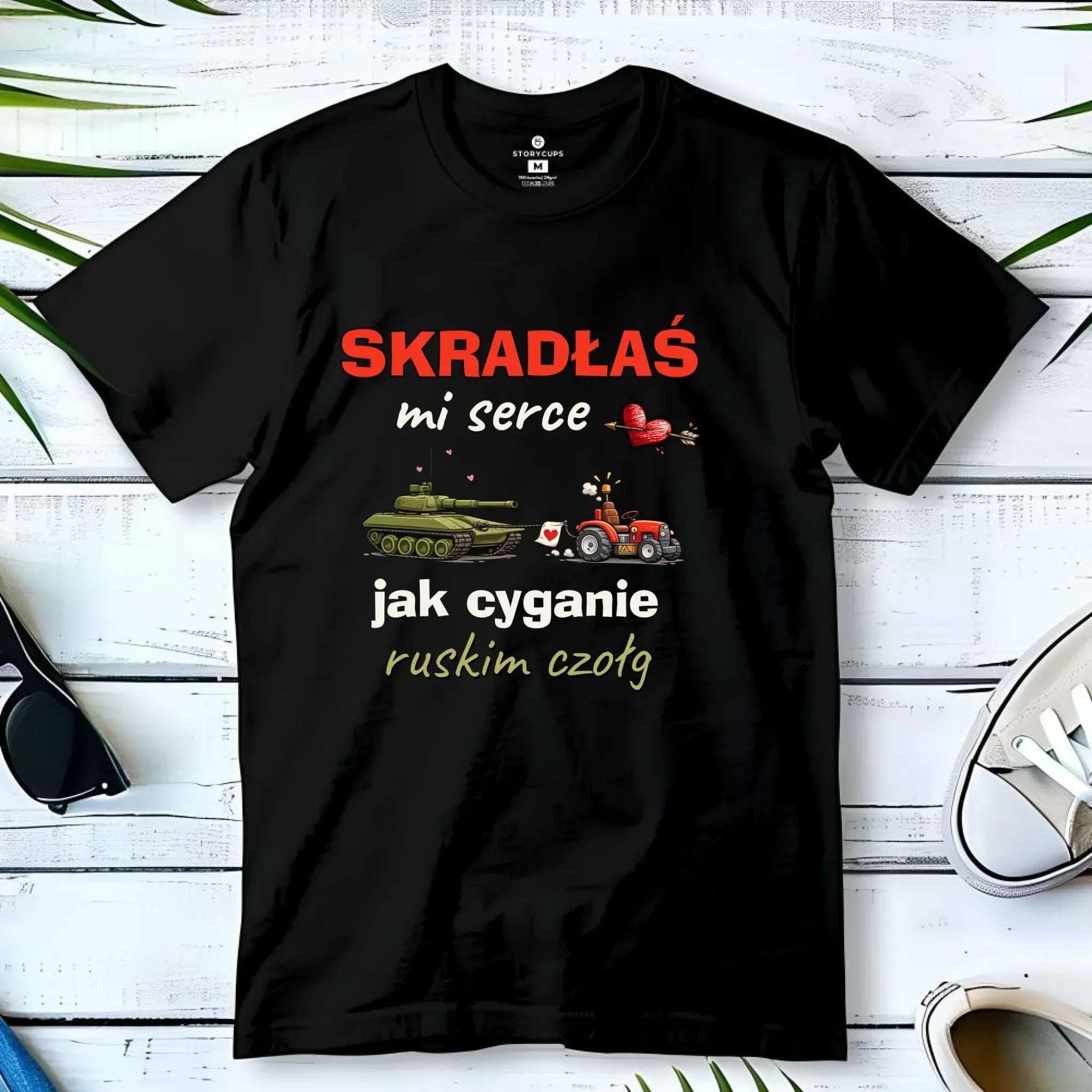 Koszulka męska - Skradłaś mi serce jak cyganie ruskim czołg W76 - StoryCups.pl
