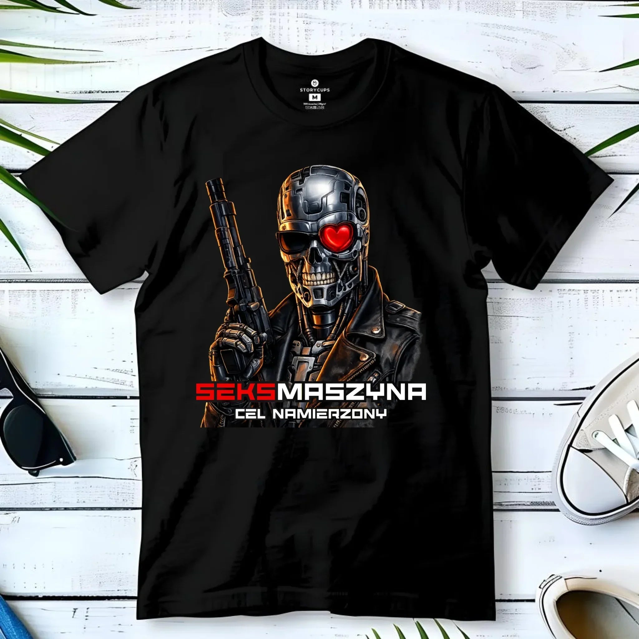 Koszulka męska dla faceta - Cyborg z sercem Seks maszyna DCH32 - StoryCups.pl