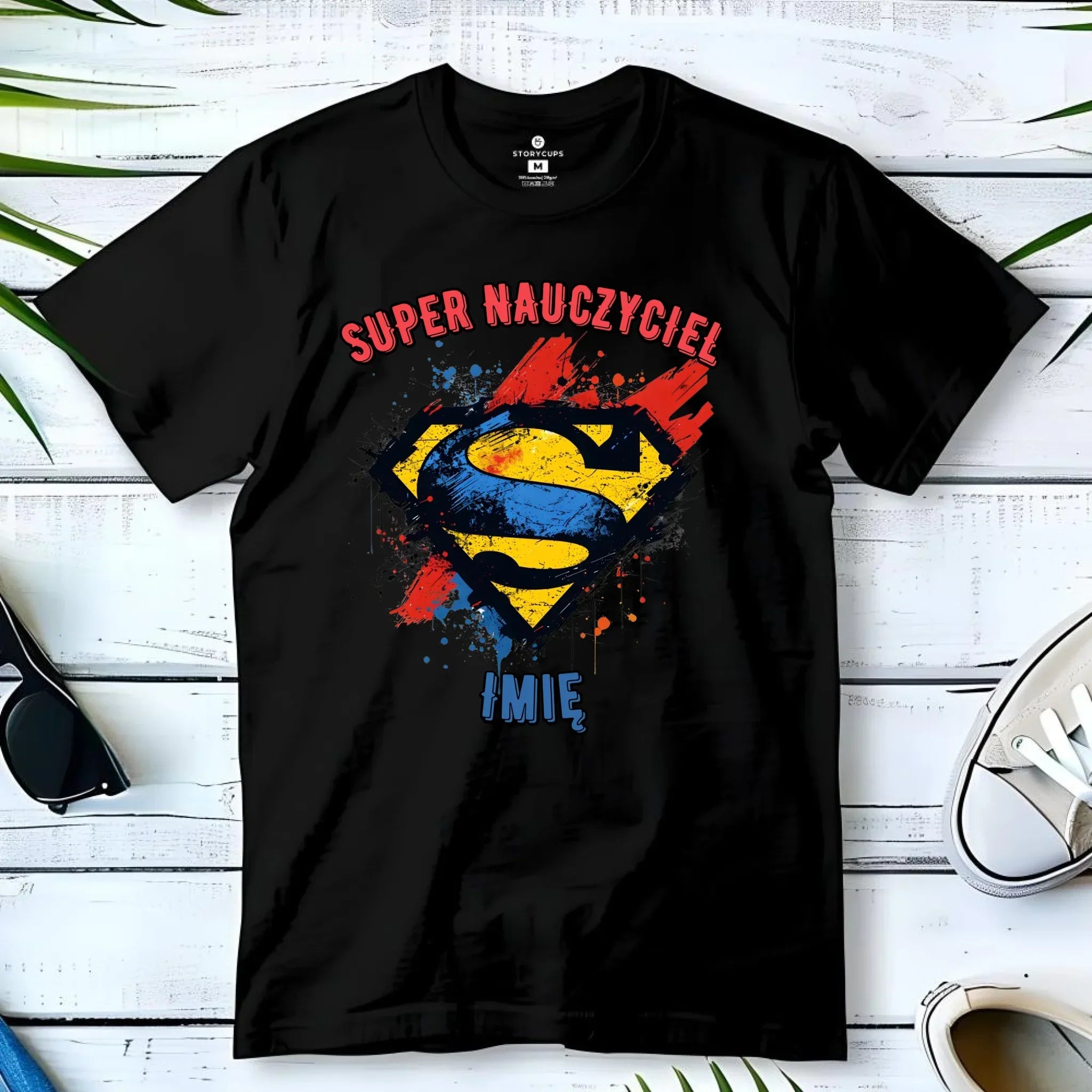Koszulka męska dla nauczyciela - Super Nauczyciel - personalizowana N28 - StoryCups.pl