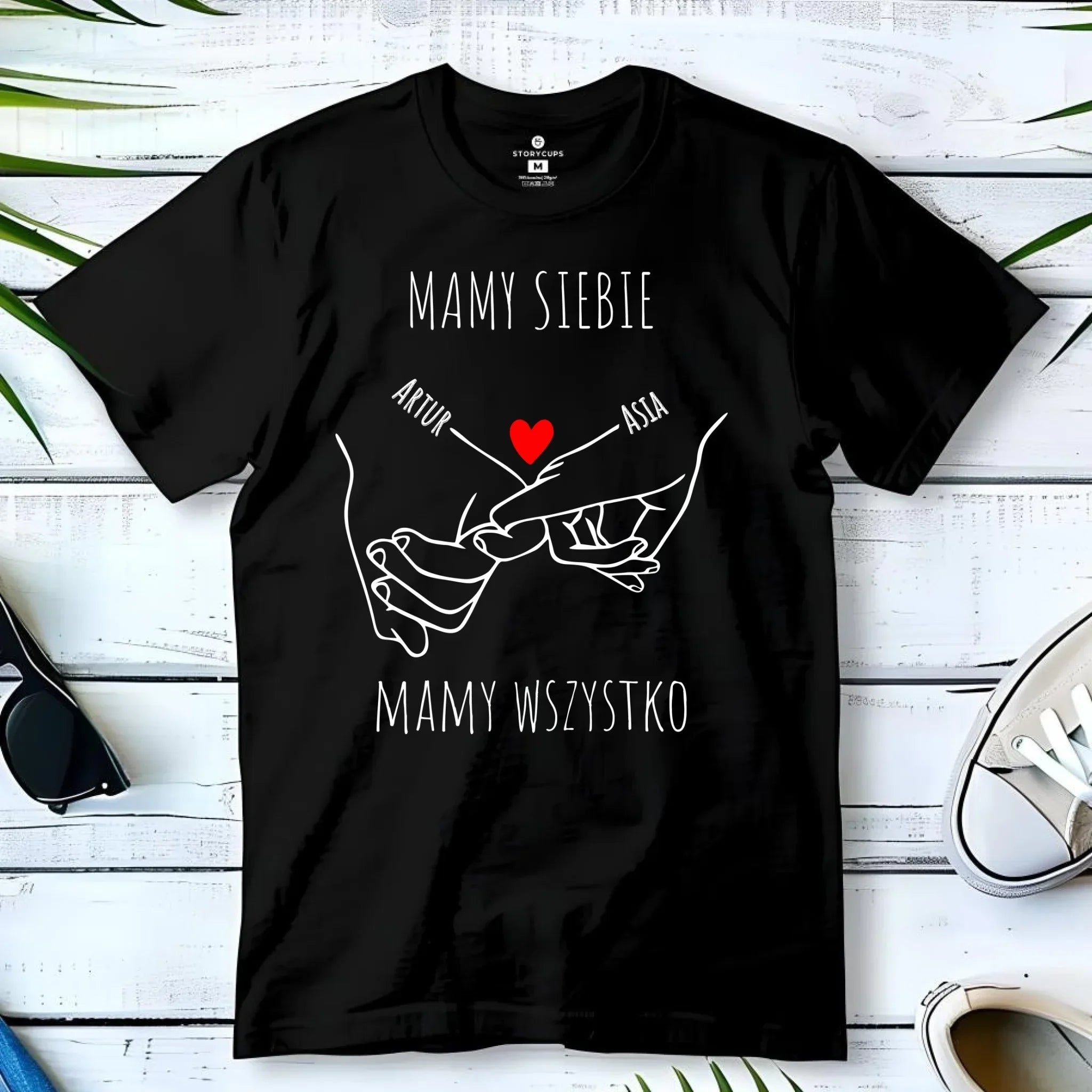 Koszulka męska - Zaplecione ręce mamy siebie mamy wszystko - personalizowana W63 - StoryCups.pl