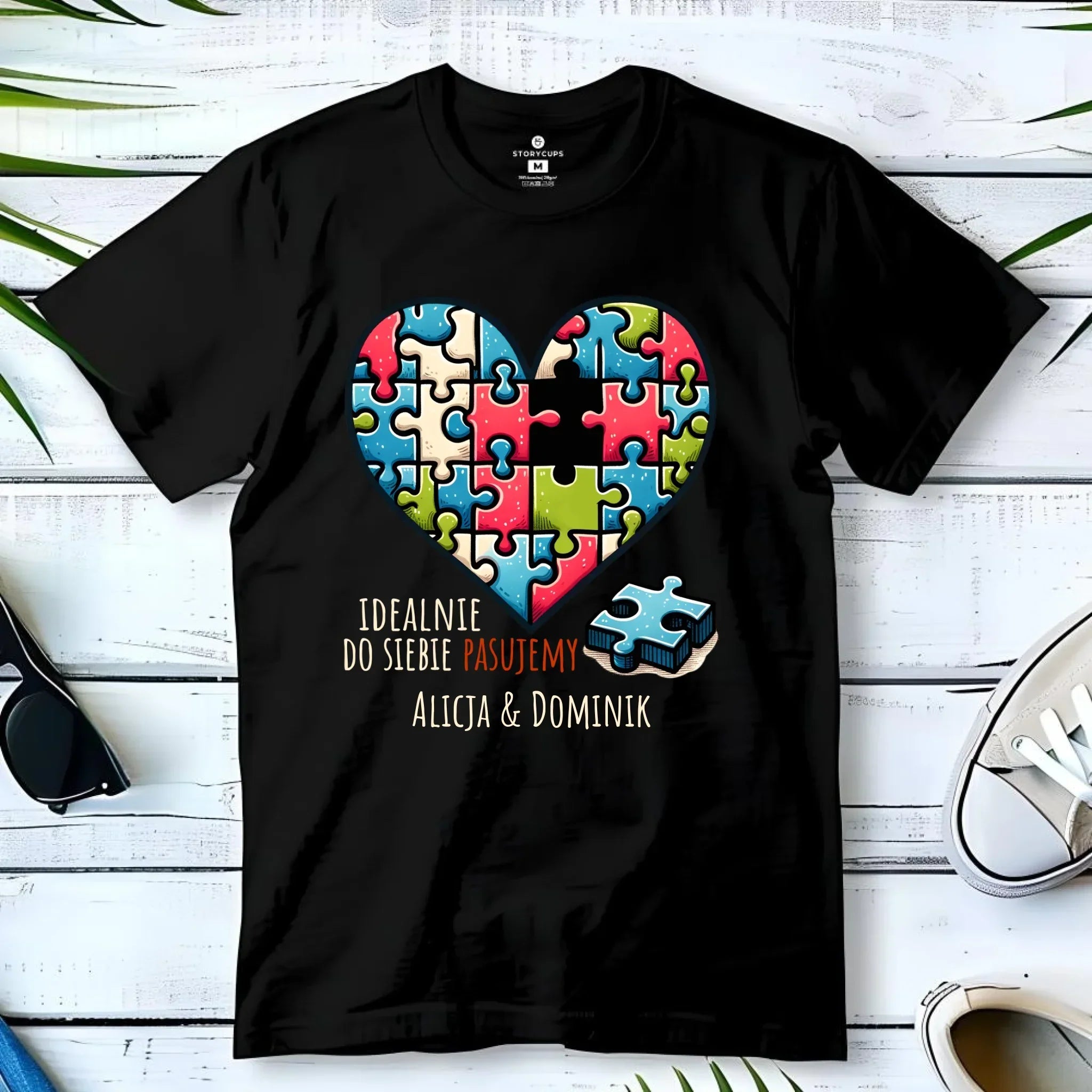 Koszulka męska dla par - Idealnie do siebie pasujemy - personalizowana W44 - StoryCups.pl