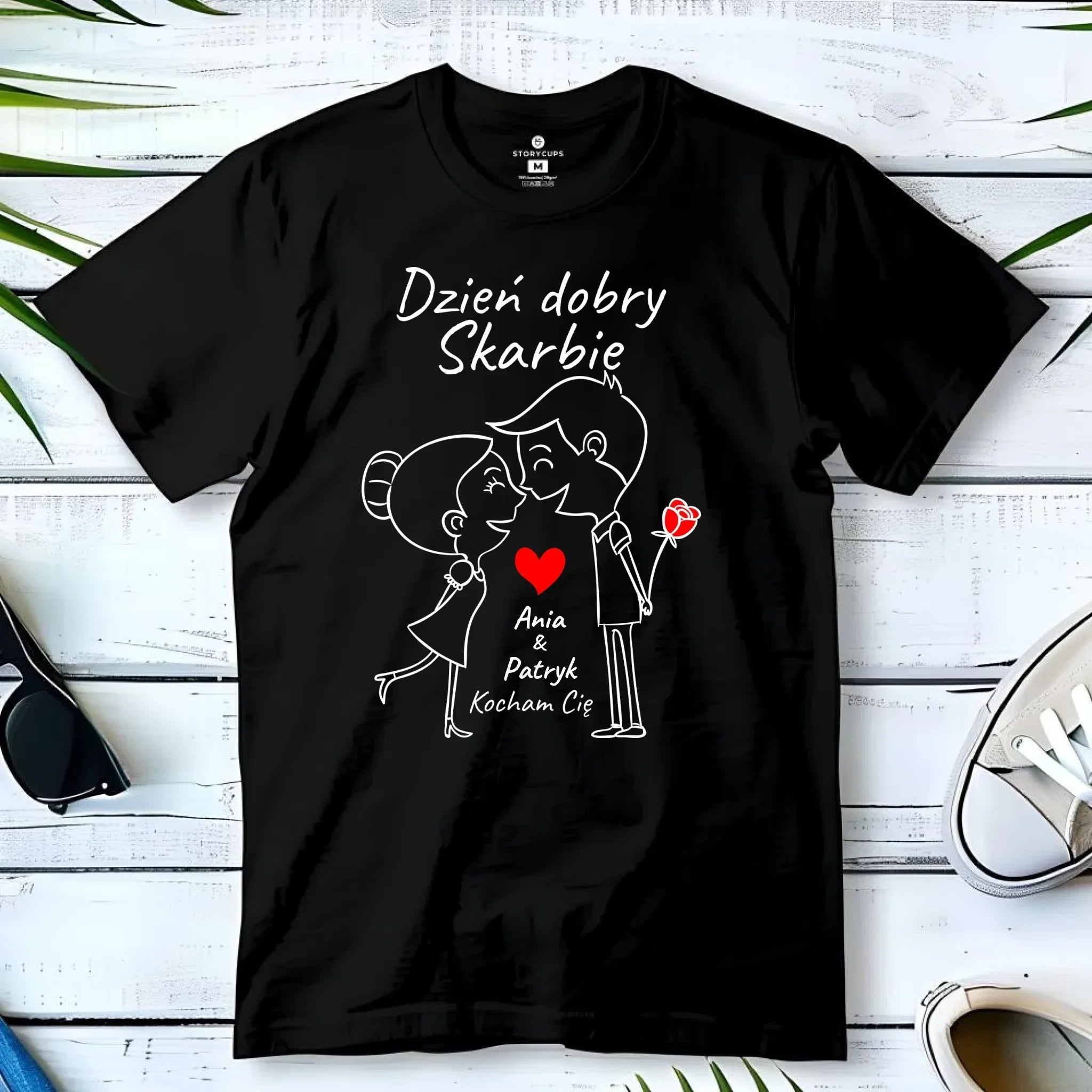 Koszulka męska dla par - Dzień dobry Skarbie - personalizowana W15 - StoryCups.pl