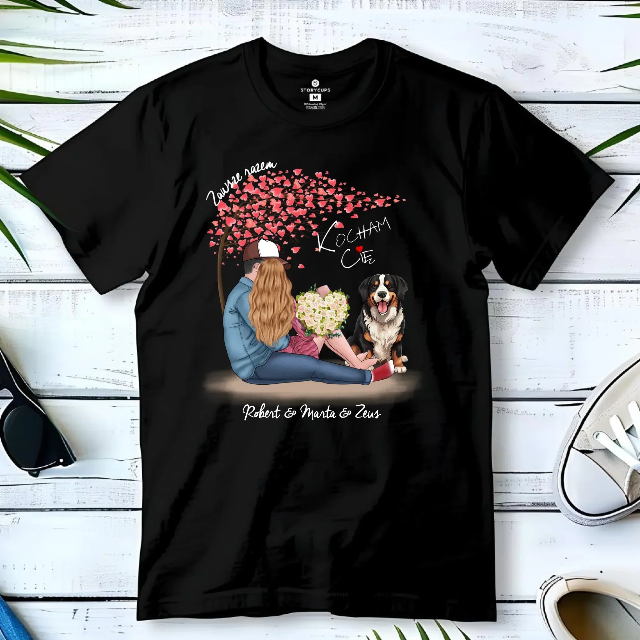 Koszulka męska dla par + Berneńczyk - Zawsze razem - personalizowana W04A - StoryCups.pl