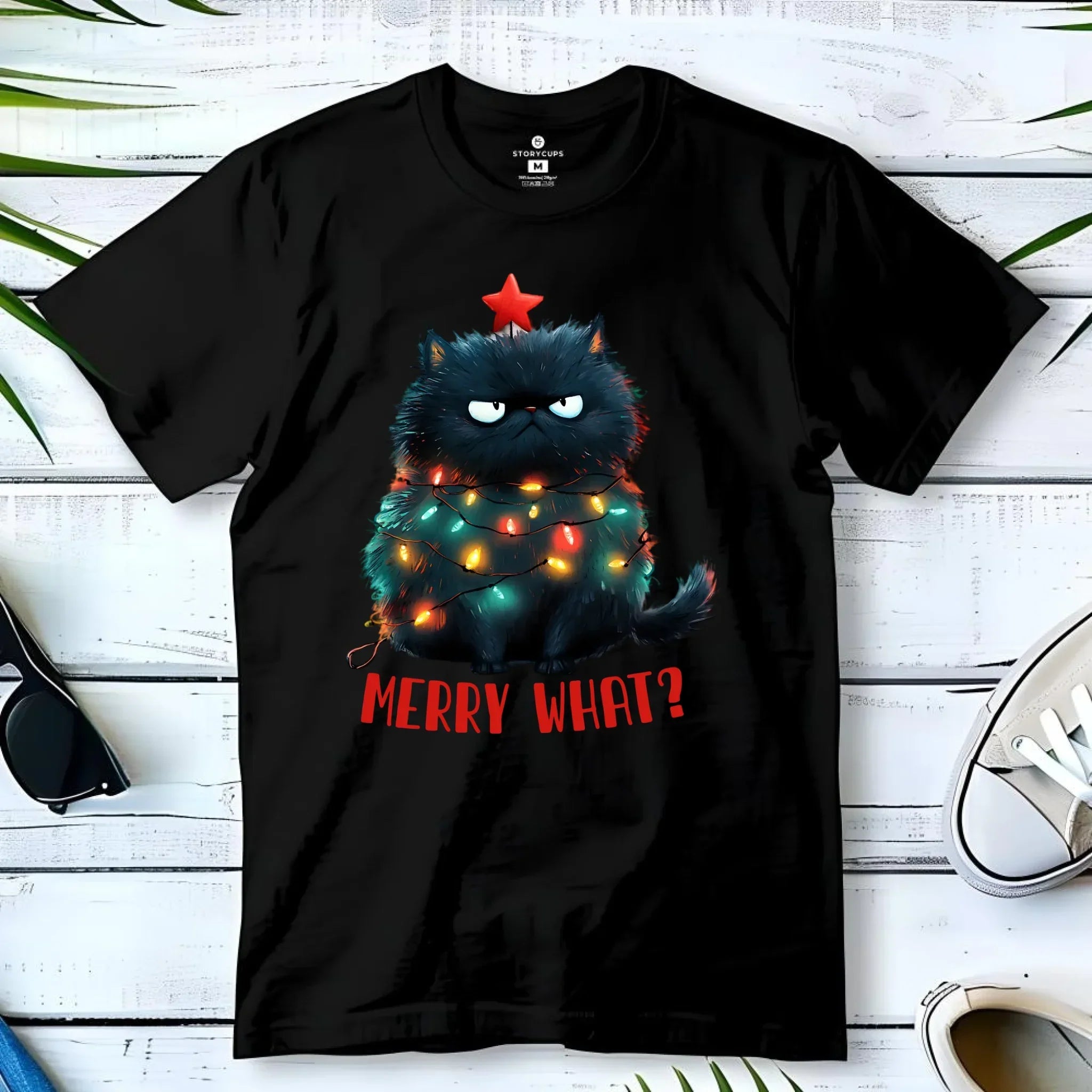Koszulka męska świąteczna - Grumpy Cat Merry what? BN37 - StoryCups.pl