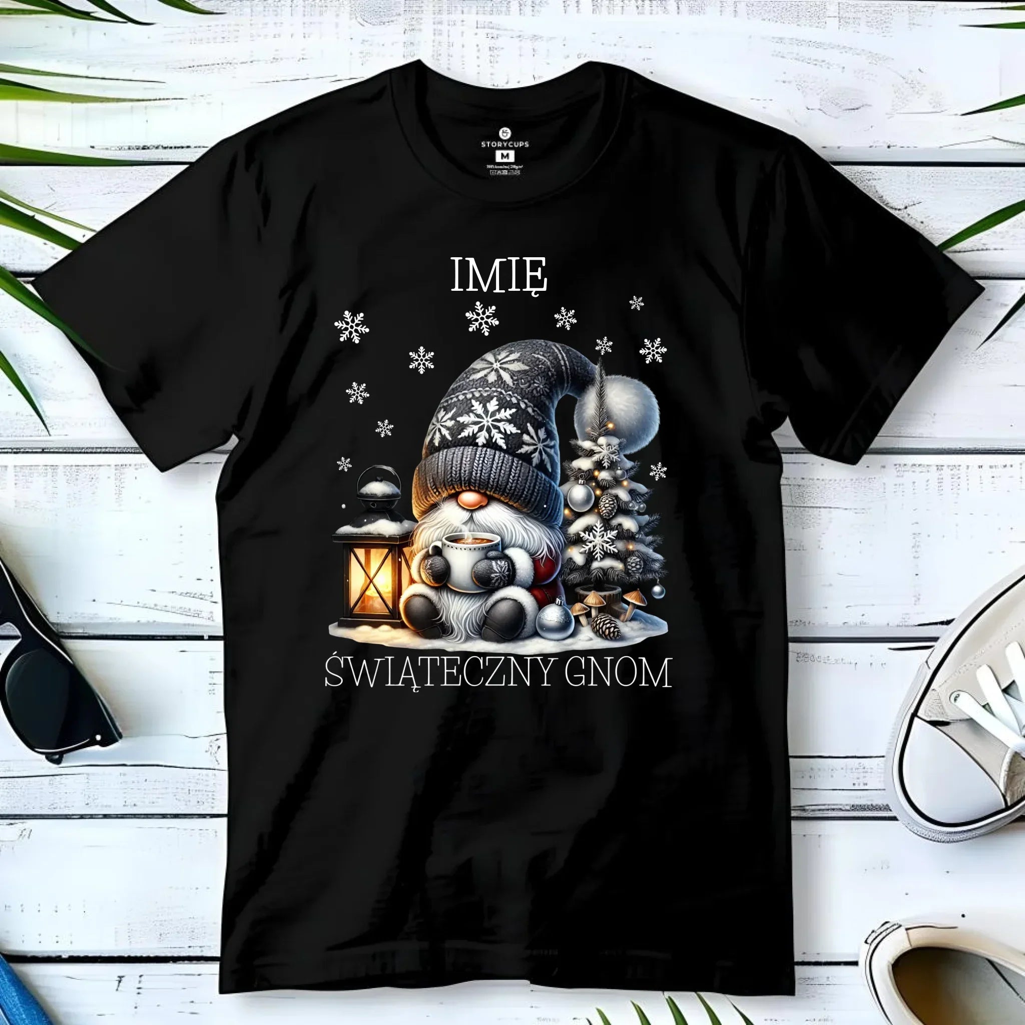 Koszulka męska świąteczna - Gnom z czekoladą - personalizowana BN41 - StoryCups.pl