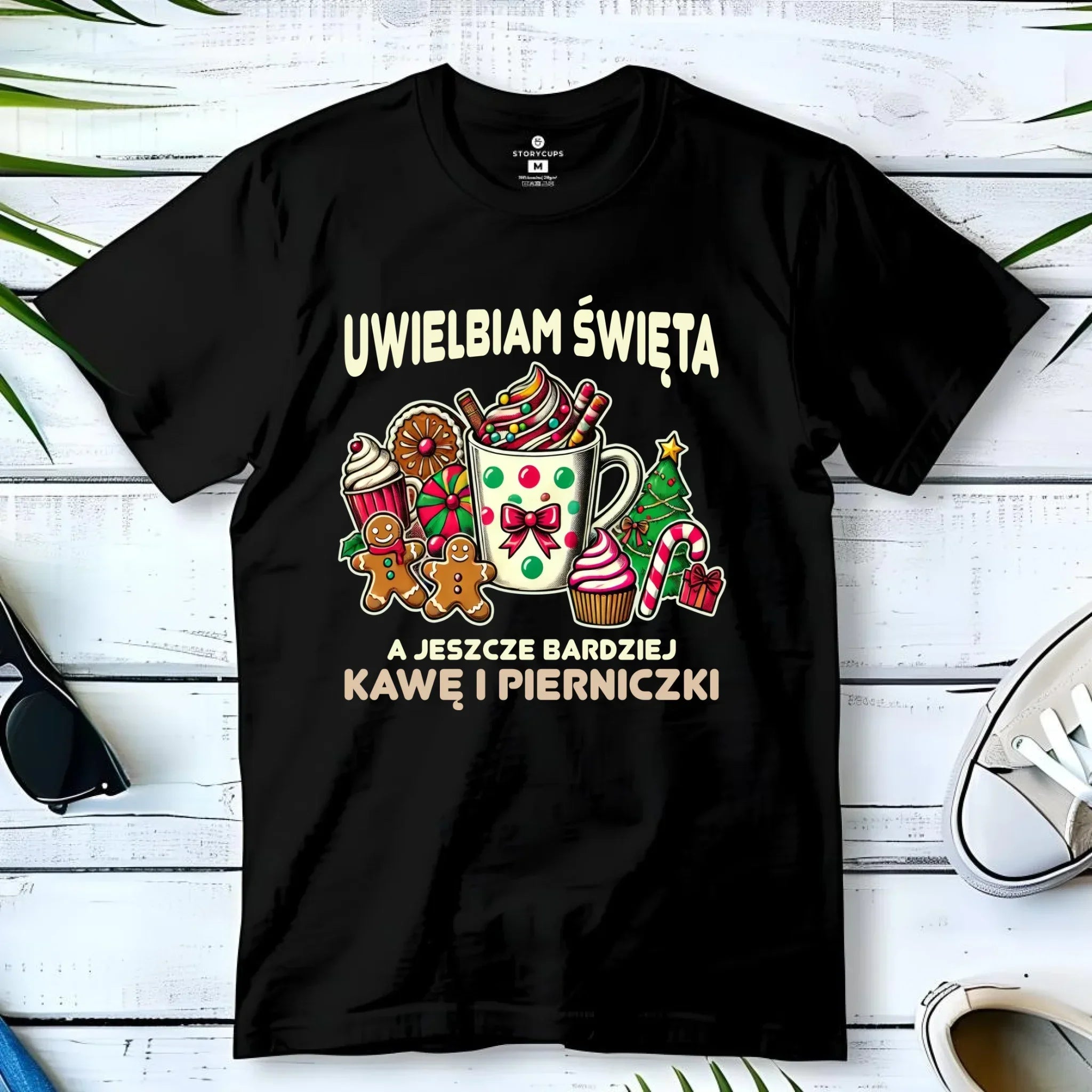 Koszulka męska świąteczna - Uwielbiam święta kawę i pierniczki BN47 - StoryCups.pl