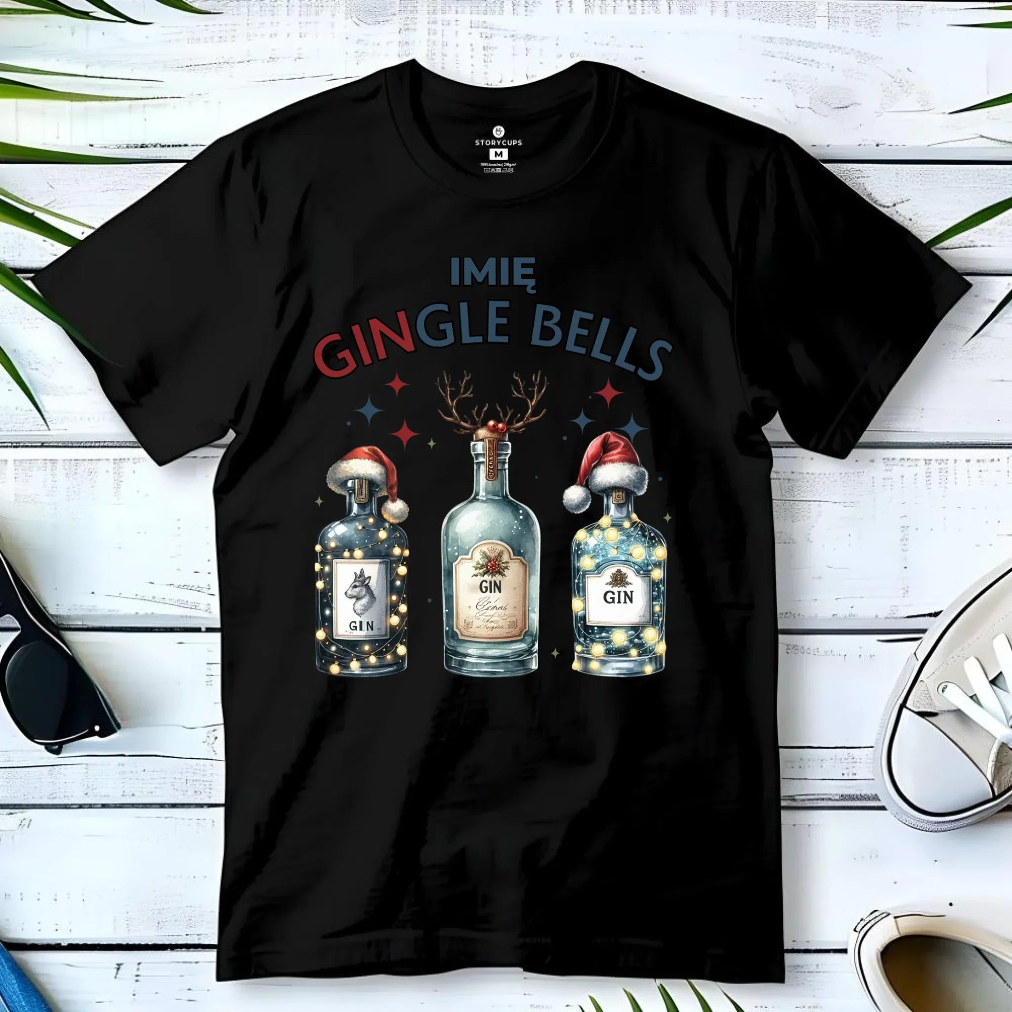 Koszulka męska świąteczna - Gin Gingle bells - personalizowana BN68 - StoryCups.pl