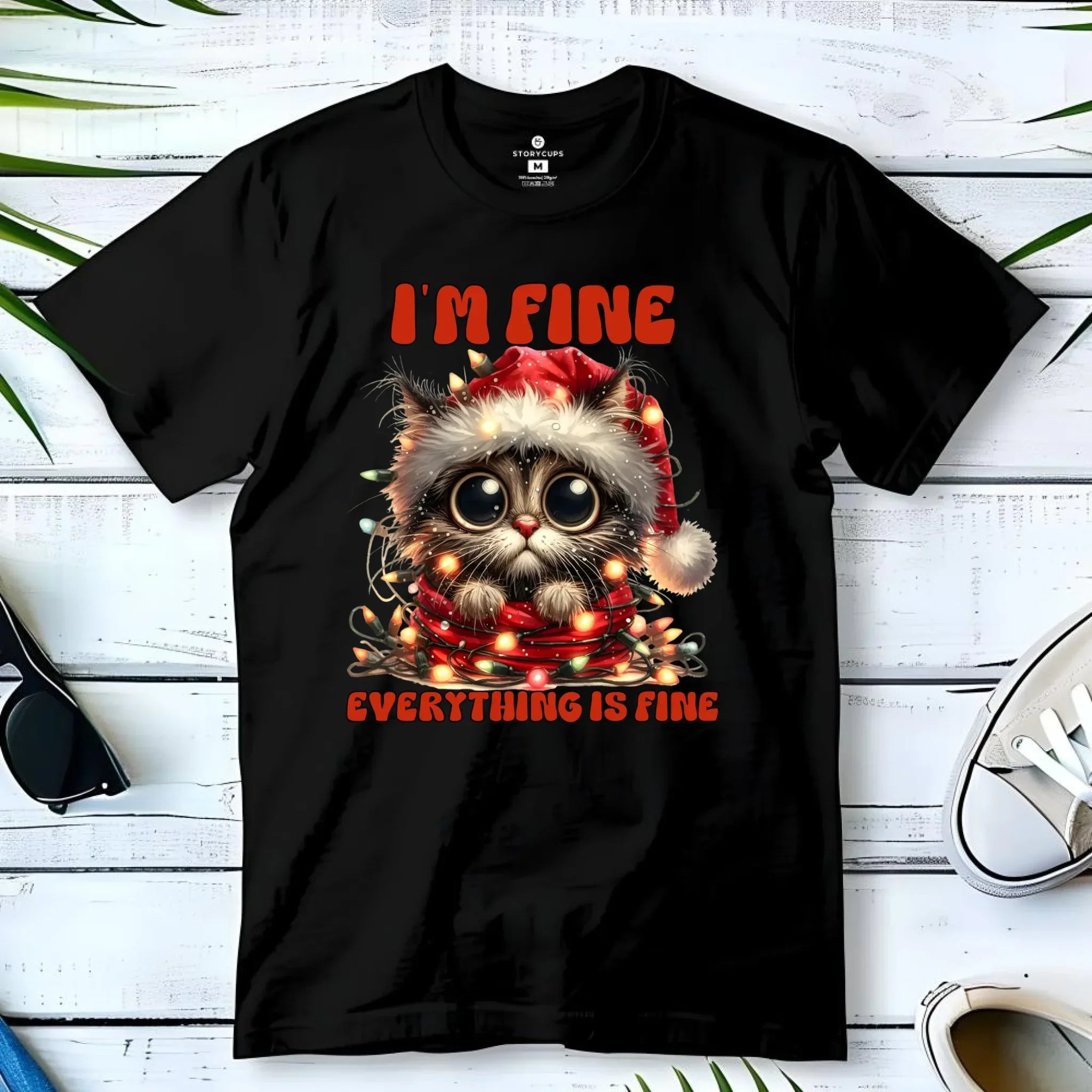 Koszulka męska świąteczna - Kotek I'm fine everything is fine BN67 - StoryCups.pl