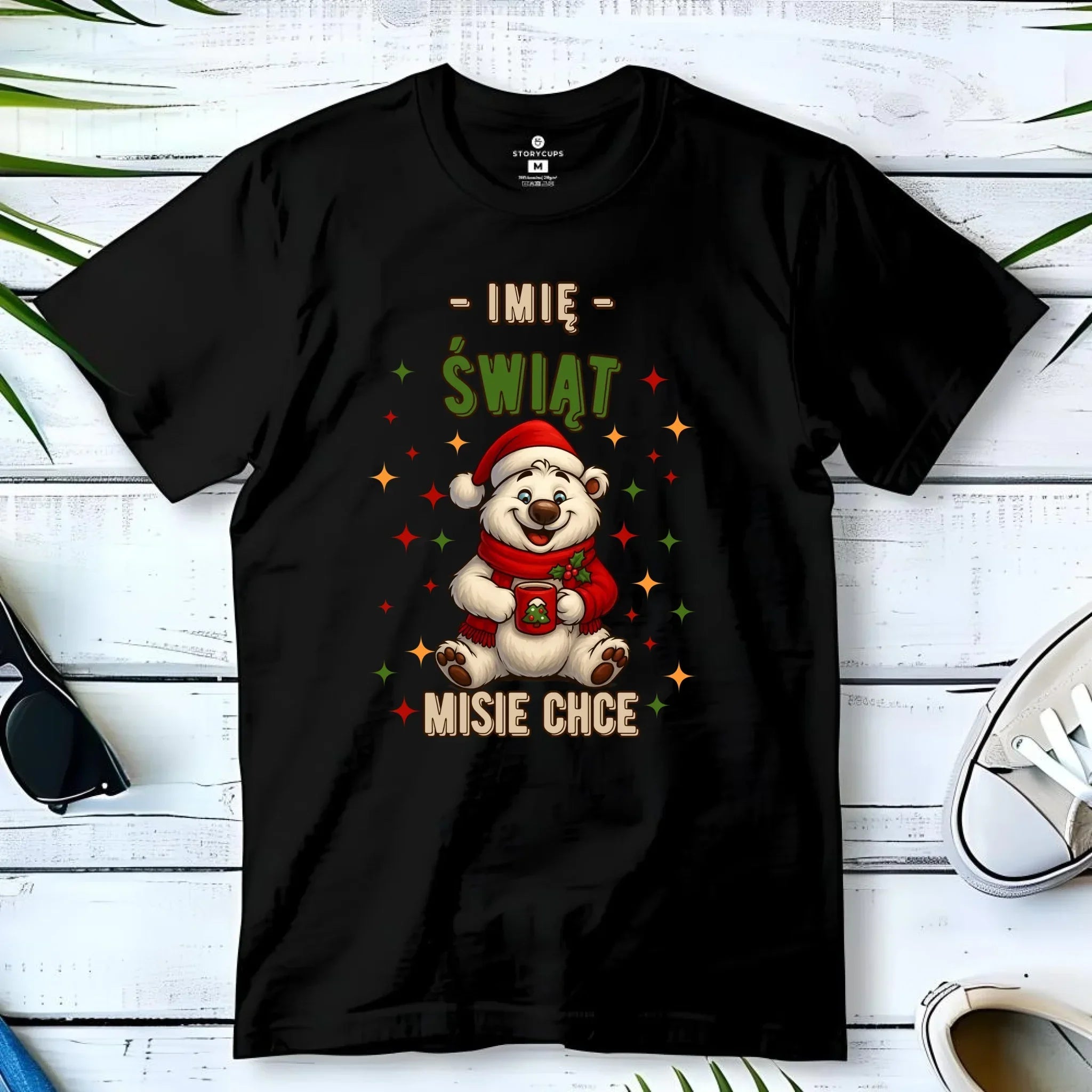 Koszulka męska świąteczna - Misiek Świąt misie chce - personalizowana BN86 - StoryCups.pl