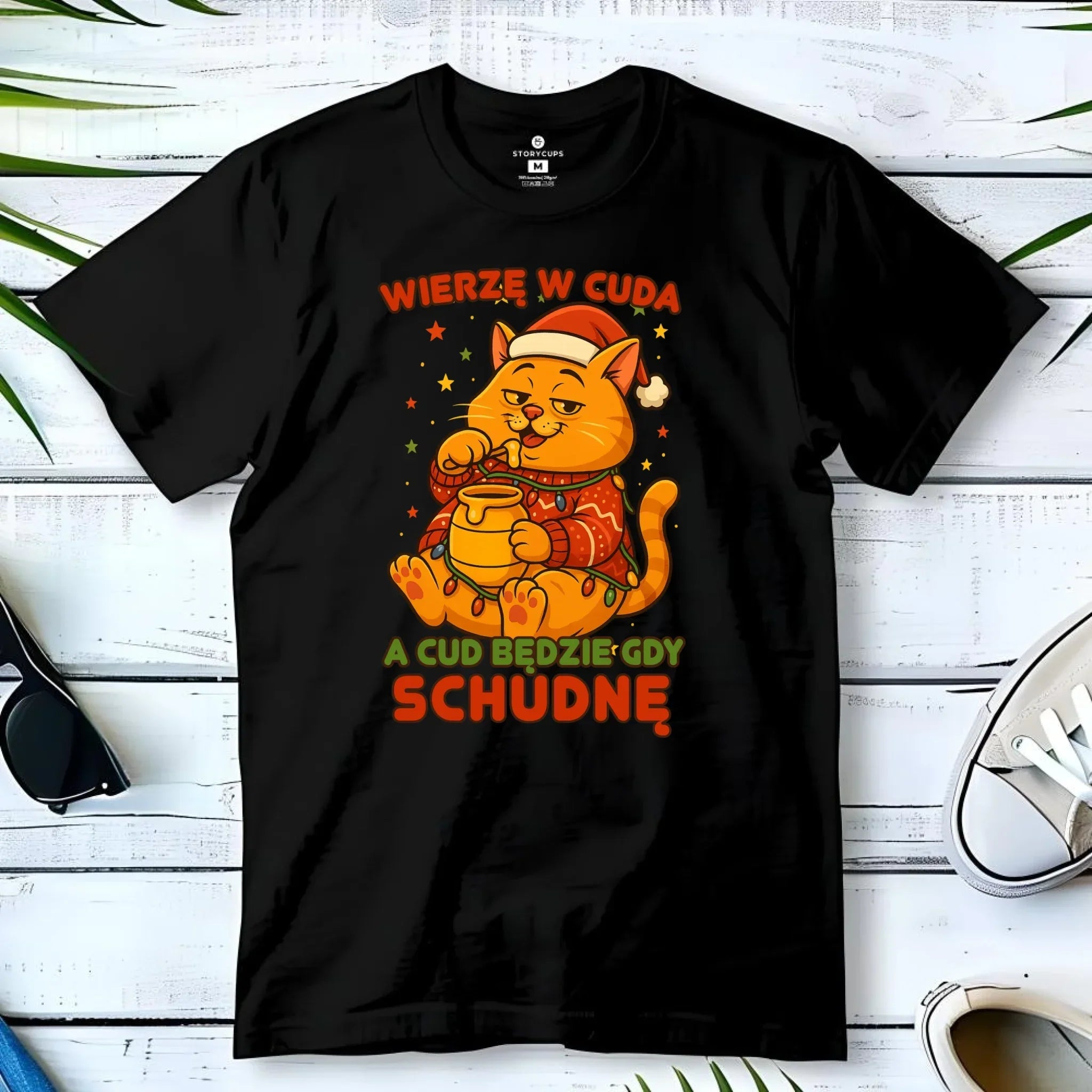 Koszulka męska świąteczna - Wierzę w cuda, a cud będzie gdy schudnę BN88 - StoryCups.pl