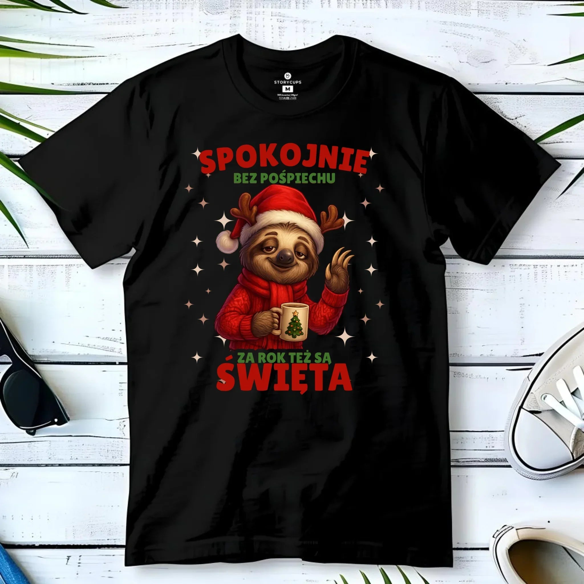 Koszulka męska świąteczna - Leniwiec Za rok też są święta BN92 - StoryCups.pl